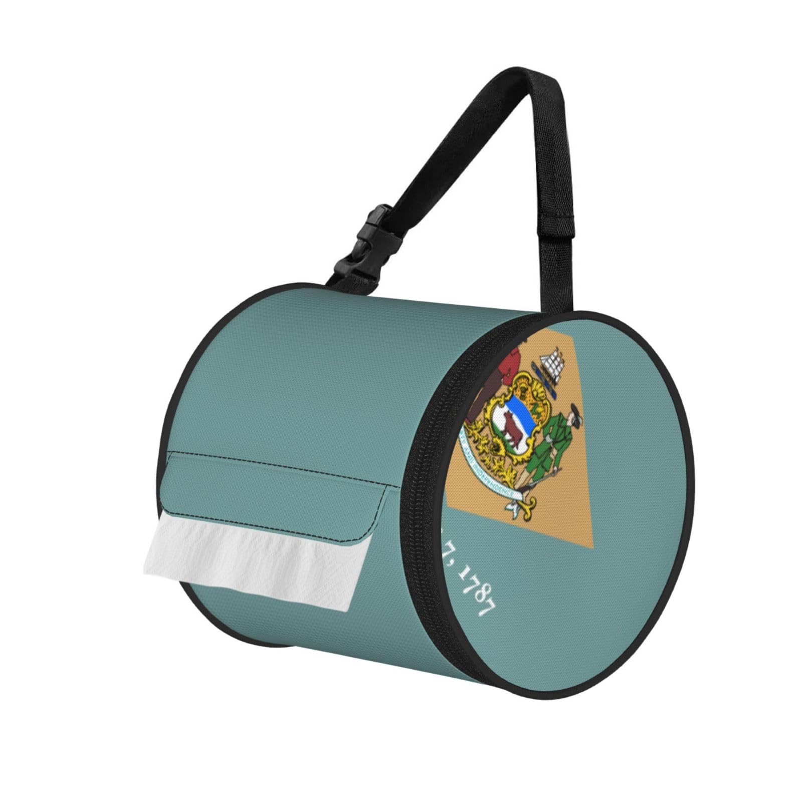 Flag Of Delaware Print Fashion Tissues Organizer Box, Hanging Tissue Holder For Purse Coins For Car Office Daily Outing