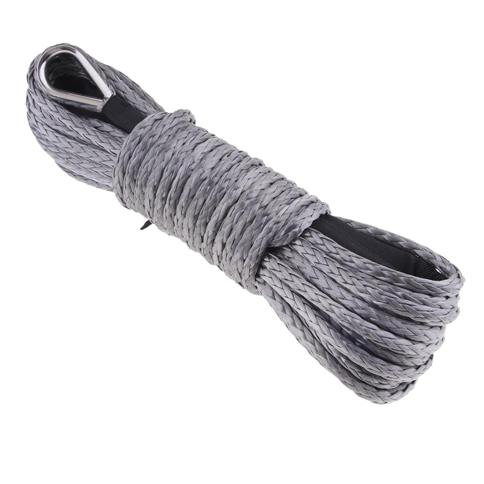 Calandis 6mm x 15m Synthetic Fiber Winch Line Cable Rope for ATV UTV Boat Repairable Grey-image-1