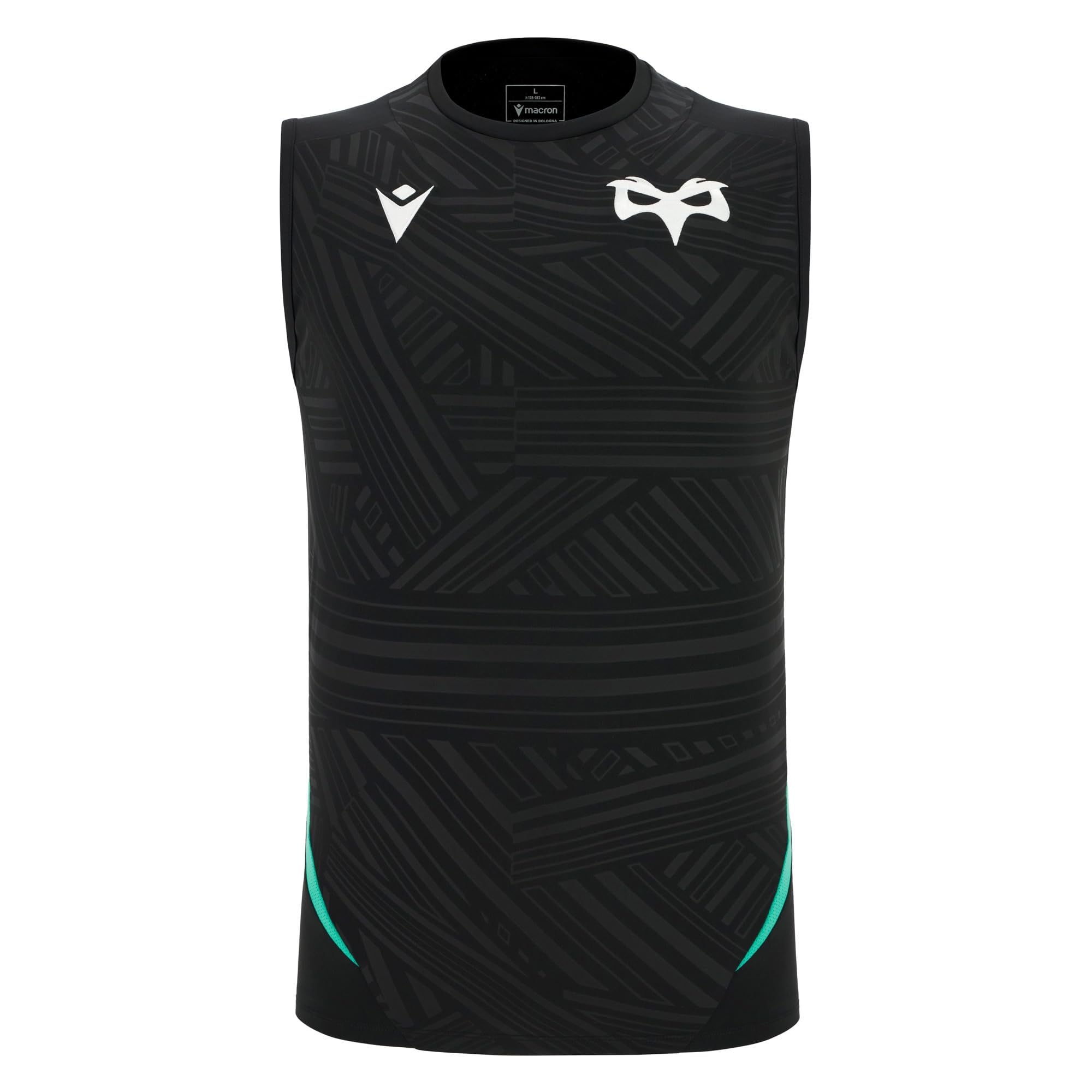 Macron Ospreys Rugby 2025/26 Mens Training Poly Vest Black (UK, Alpha, 3XL, Regular, Regular)
