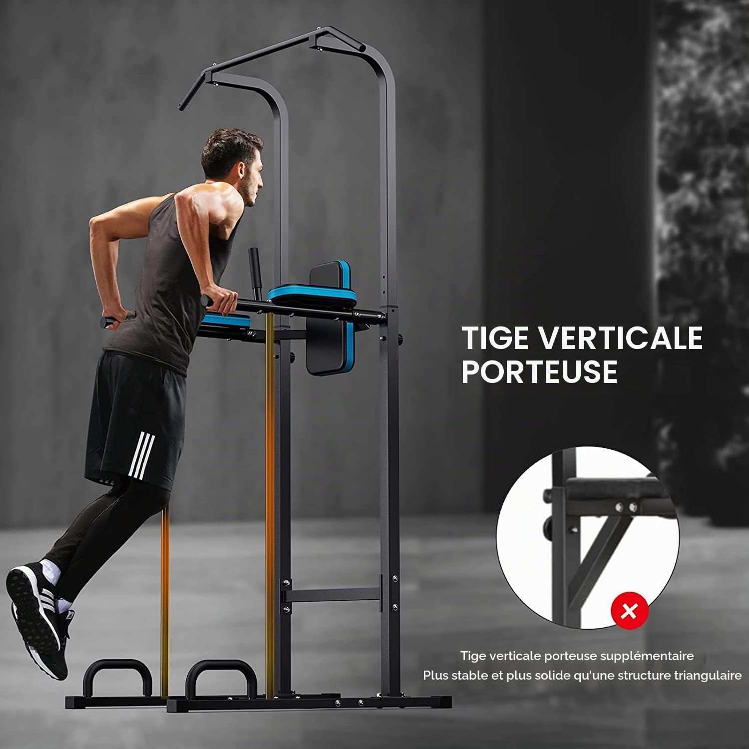 JX FITNESS Power Tower Tour de Musculation Multifonctions Barre de Traction Station de Trempage D'entraînement de Tour de Puissance Ajustable Dips Station Chin Up Bar Home Fitness