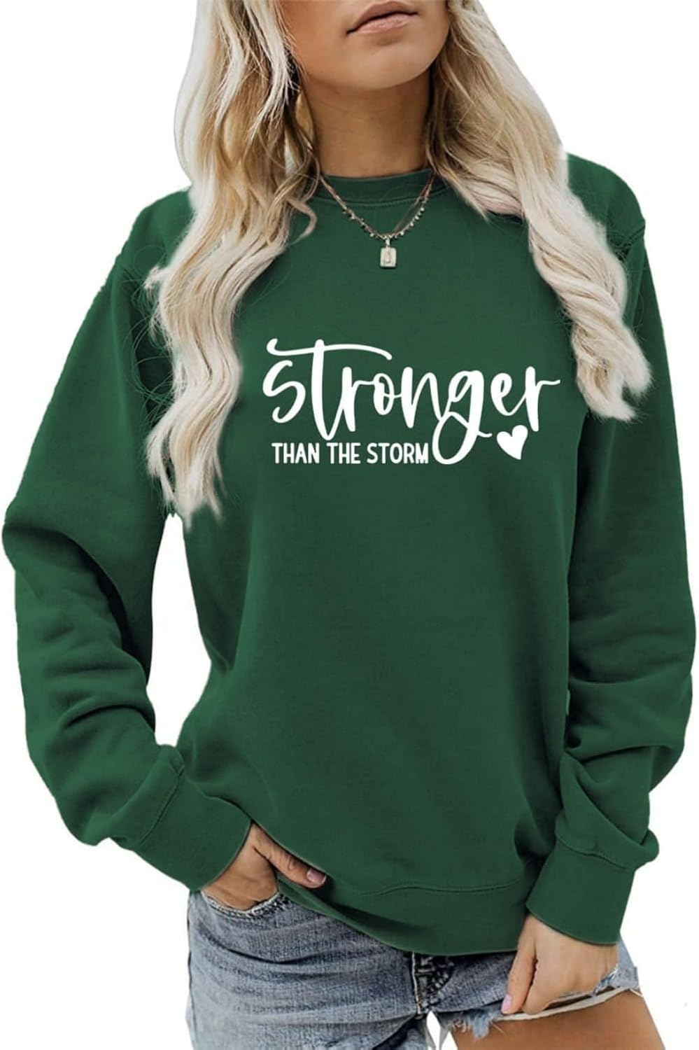 Stronger than the storm Women's Fun Letter Fall/Winter Sweatshirt Women's Casual Love Pattern Top