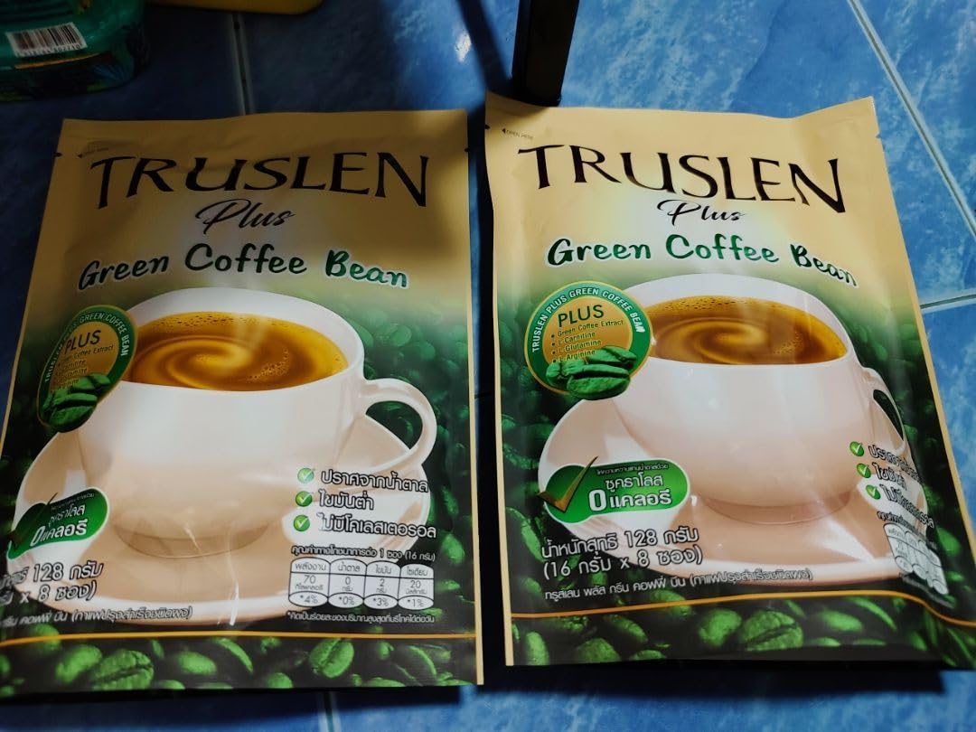 8 Sachets/Pack Truslen Instant Coffee Plus Green Bean Mix Powder Snack 8 in 1 Much Mellow Delicious Intense Good Shape Set 12 D199 By Thaigiftshop [Get Free Tomato Facial Mask]