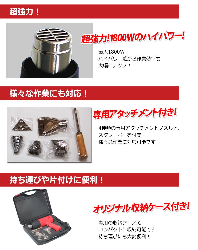Amazon.co.jp: Heat Gun, Hot Gun, Super Strong, 1800 W, Heat