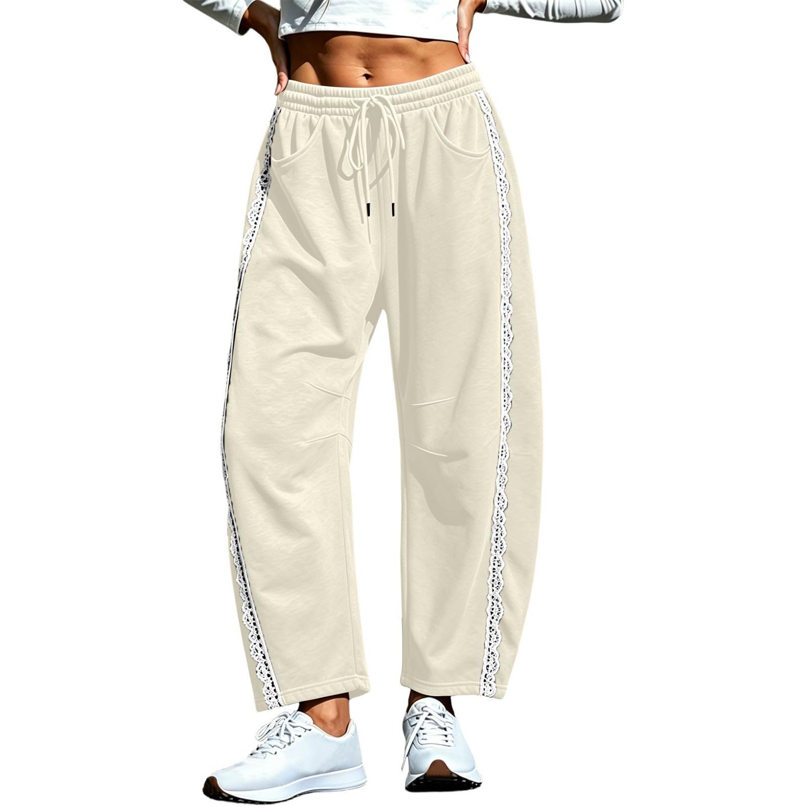 Pantaloni Tuta Donna Sportivi Pants Moda Jogger Casual Elastico in Vita E Tasche Pantaloni Running Jogging Leggero Tinta Unita Jogger Pantalone Sportivo Casual vestibilità Ampia