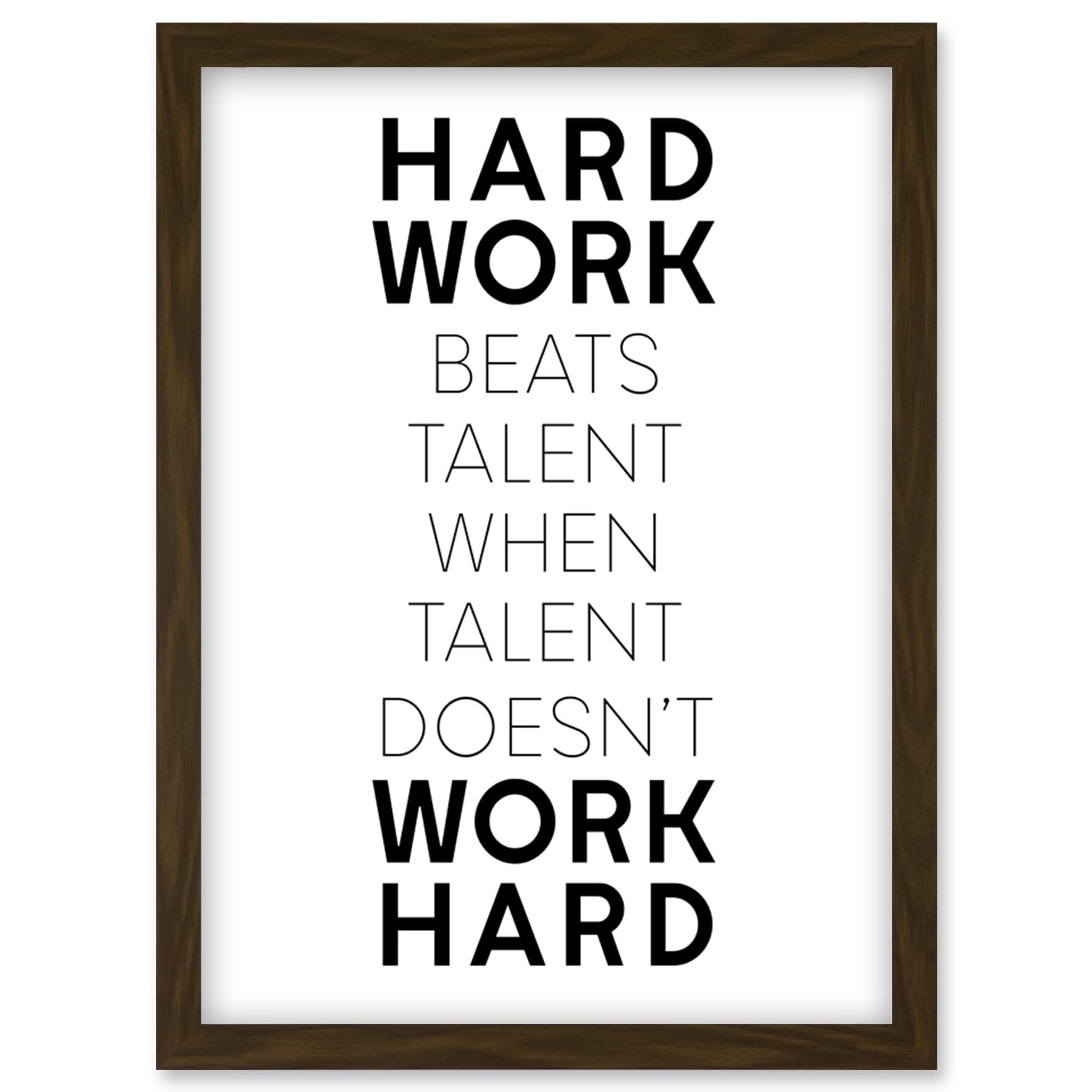 Artery8 Gym Motivation Hard Work Beats Talent Inspirational Exercise Wall Art Artwork Framed Wall Art Print A4