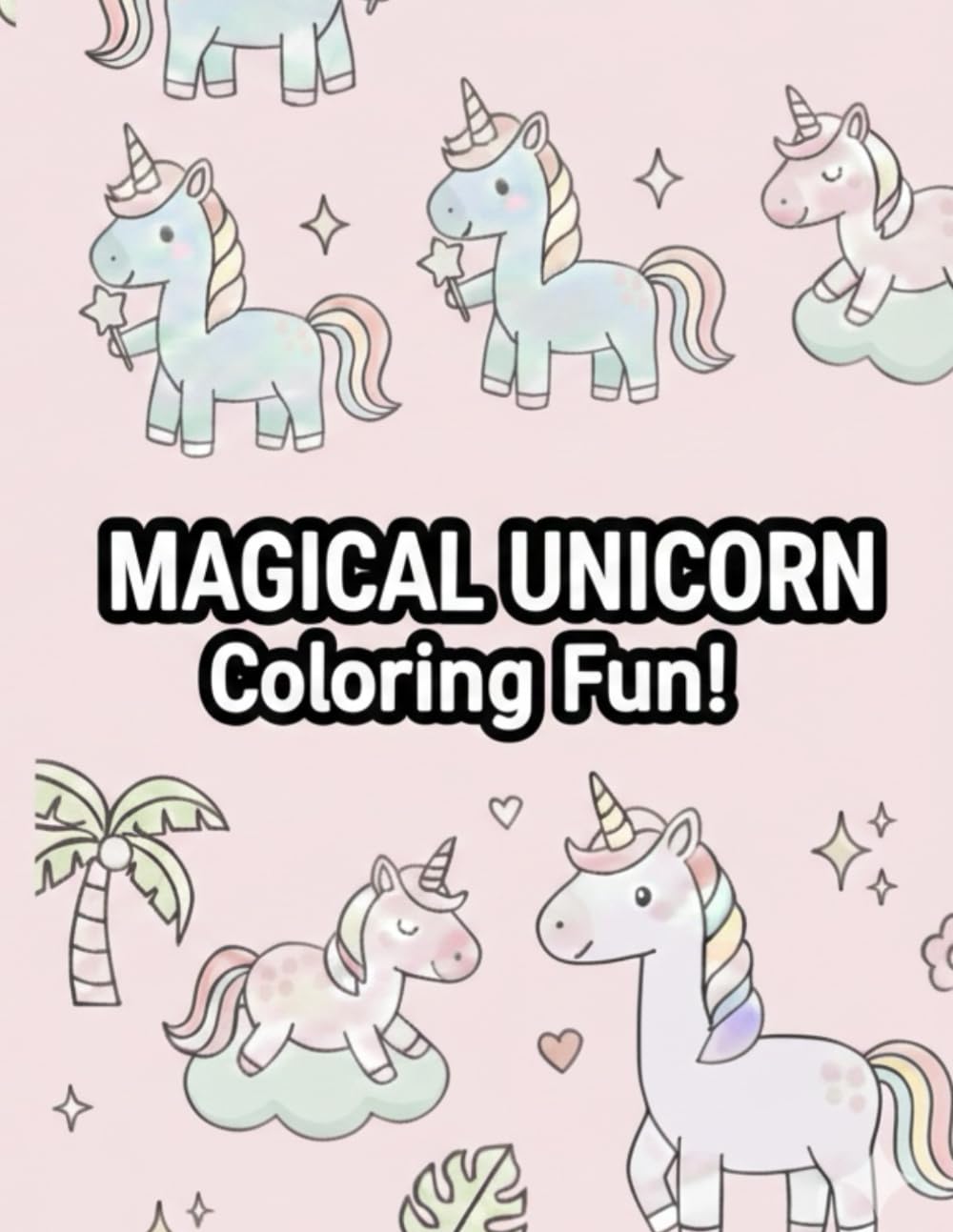 Blue&Green Coloring:Unicorn Coloring Book for Kids Ages 3–8: Cute and Easy Unicorns, Rainbows, and Magical Scenes for Toddlers and Preschoolers: Easy ... Big Bold Lines, Simple Baby Unicorn Pages