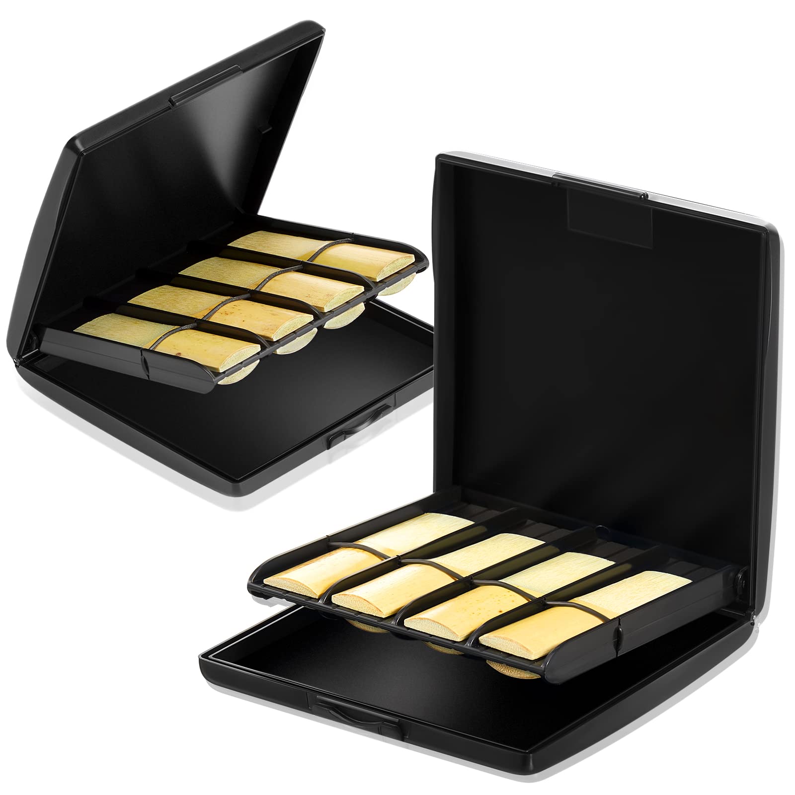 Multi Instrument Reed Storage Case 2 Pieces Clarinet Reed Case Alto Tenor Sax Reed Holder for Most Clarinets and Saxophones Tuner, Black