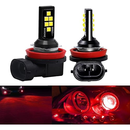 SOCAL-LED LIGHTING 2x H11 H8 LED Fog Light Bulb for Powersports Advanced 3030 SMD Bright Colorful Daytime Running DRL Lamp, Red