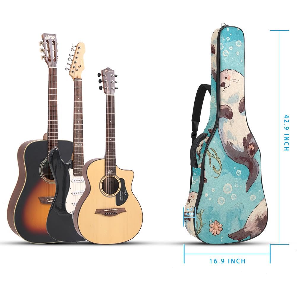 Gitarrentasche, volle Größe, 99 cm, 101,6 cm, 104,1 cm, für Akustikgitarre, Konzertgitarre, 10 mm dick, gepolstert, Halloween-Augen, Fledermaus-Gitarrenkoffer, wasserdicht, mit Tasche