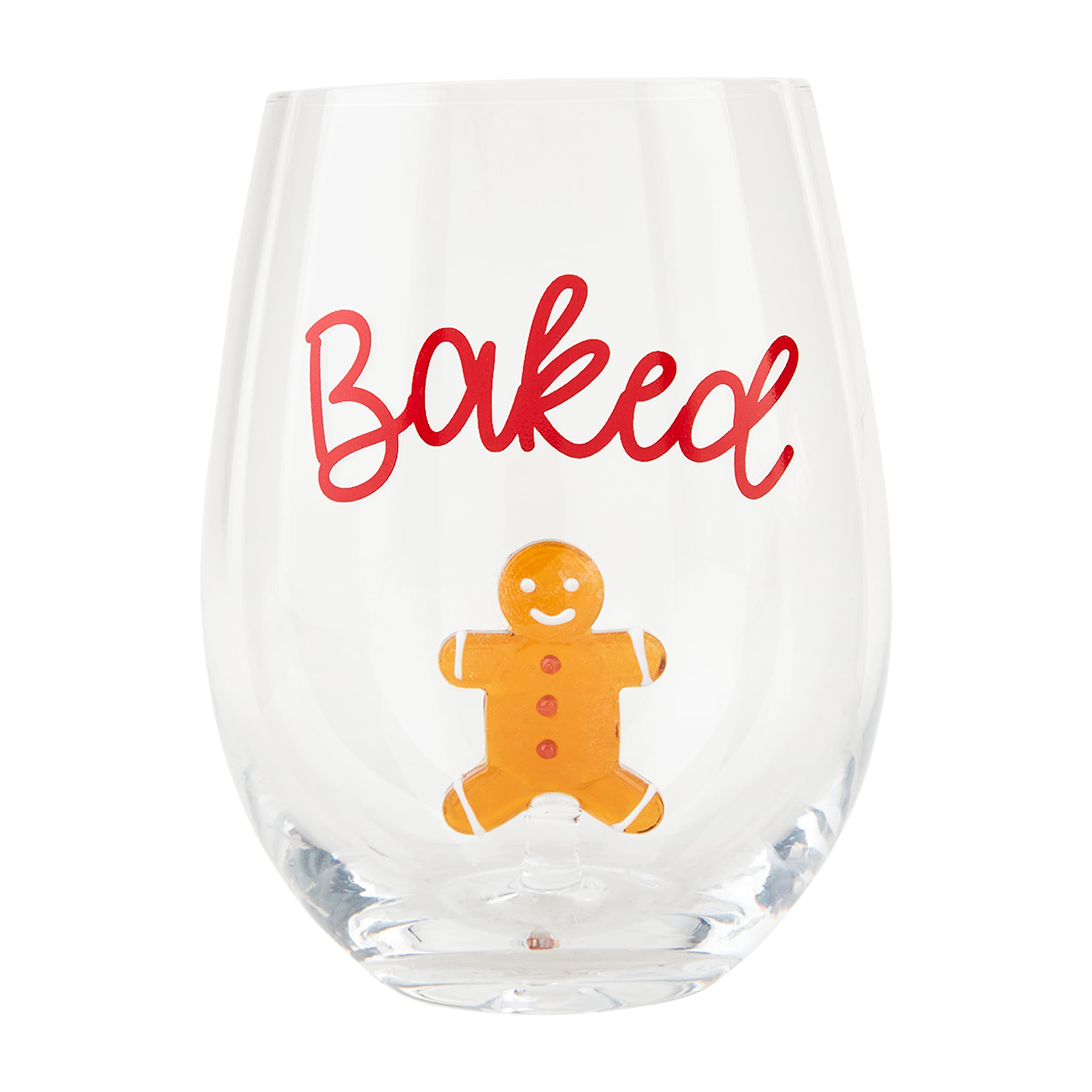 Verre à vin icône en verre ciselé Mud Pie avec motif festif raffiné