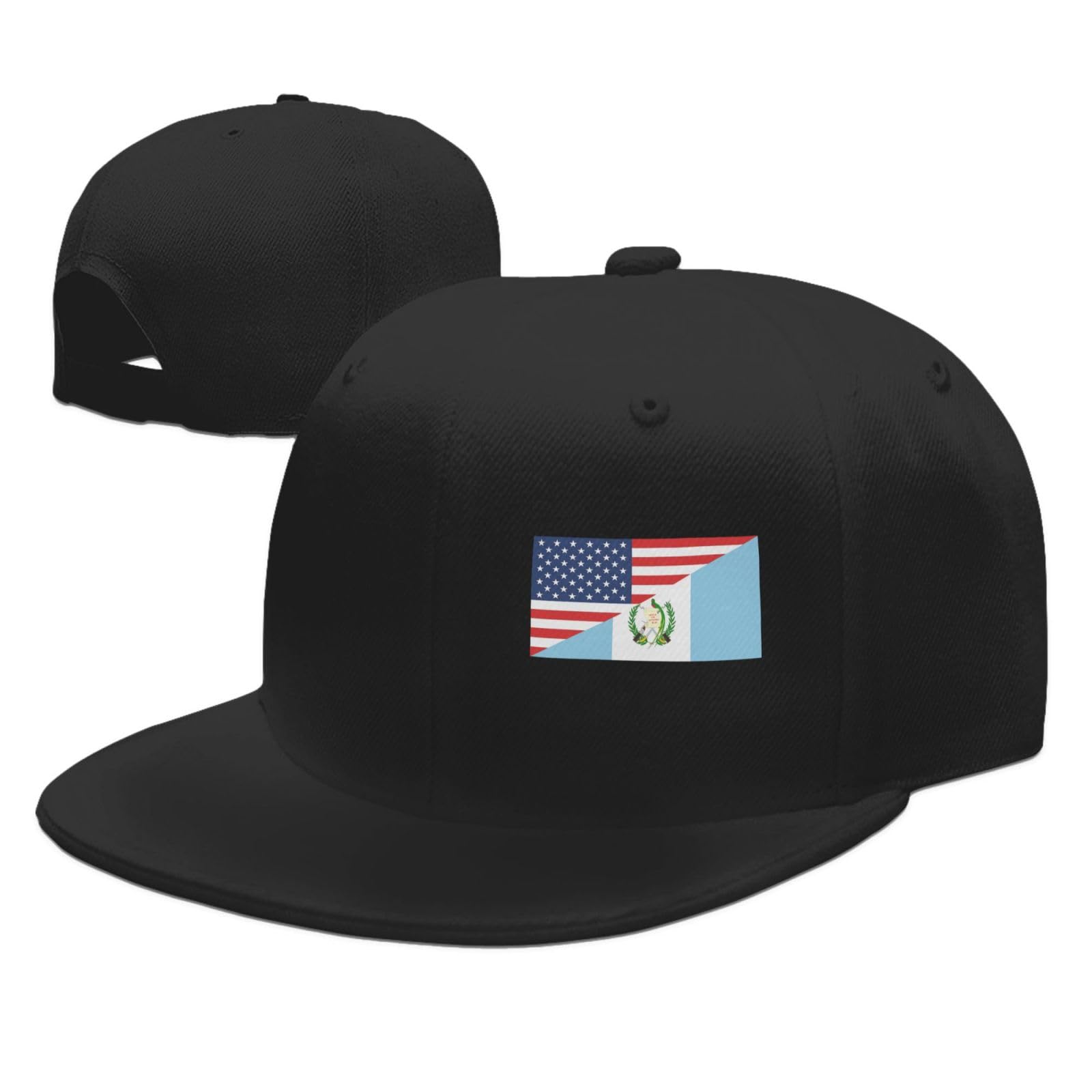American Guatemala Flag Men Women Flat Brim Baseball Cap Snapback Adjustable Bill Hip Hop Fitted Trucker Hat Black