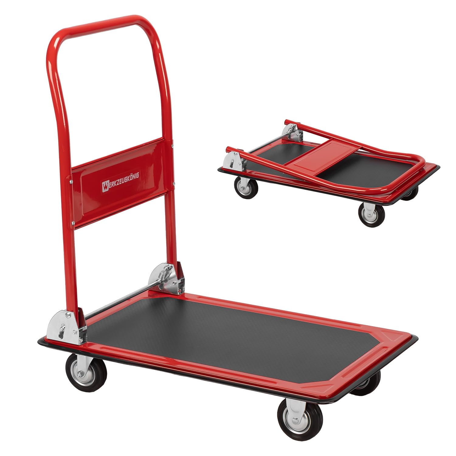 Plattformwagen 150kg Traglast - Transportwagen klappbar - Anti-Rutsch Ladefläche - Vollgummirollen - Außenmaß 73 x 47 cm