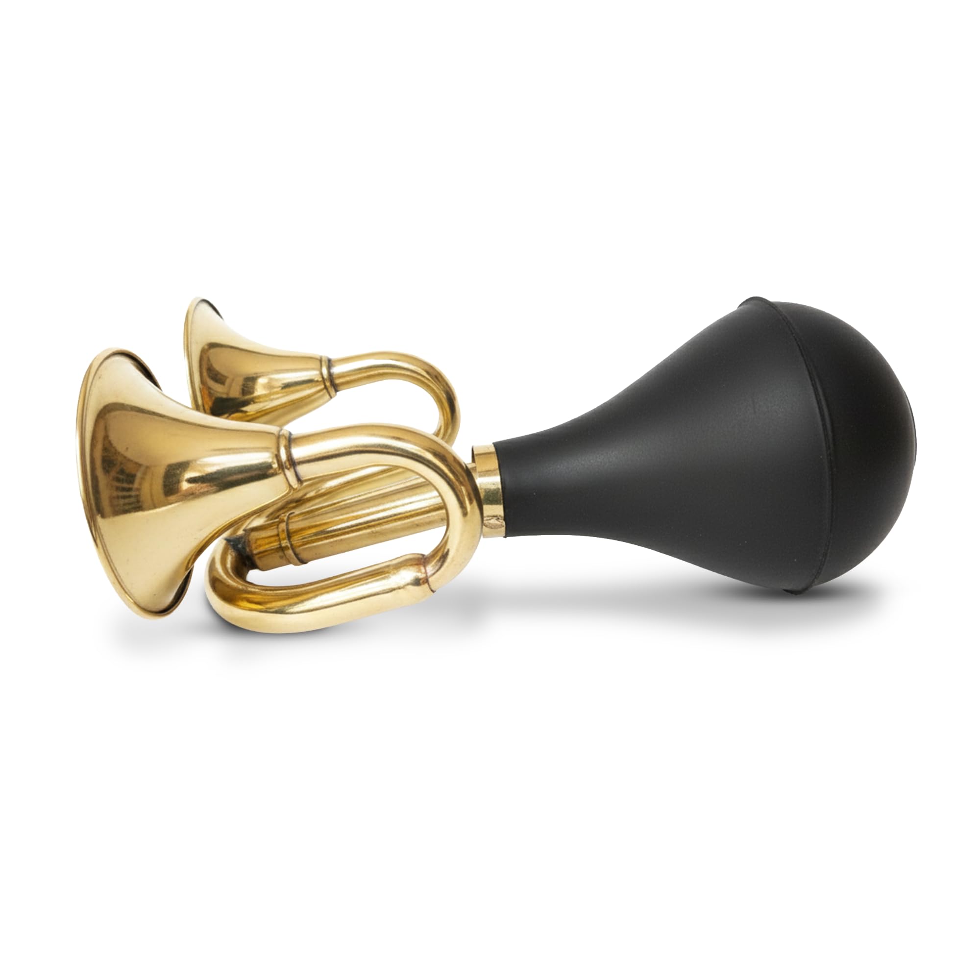 Brass Clown Horn with Black Rubber Bulb, Squeeze Bike Horn, 3-Bell Design, 22.35 x 7.9 cm-image-43