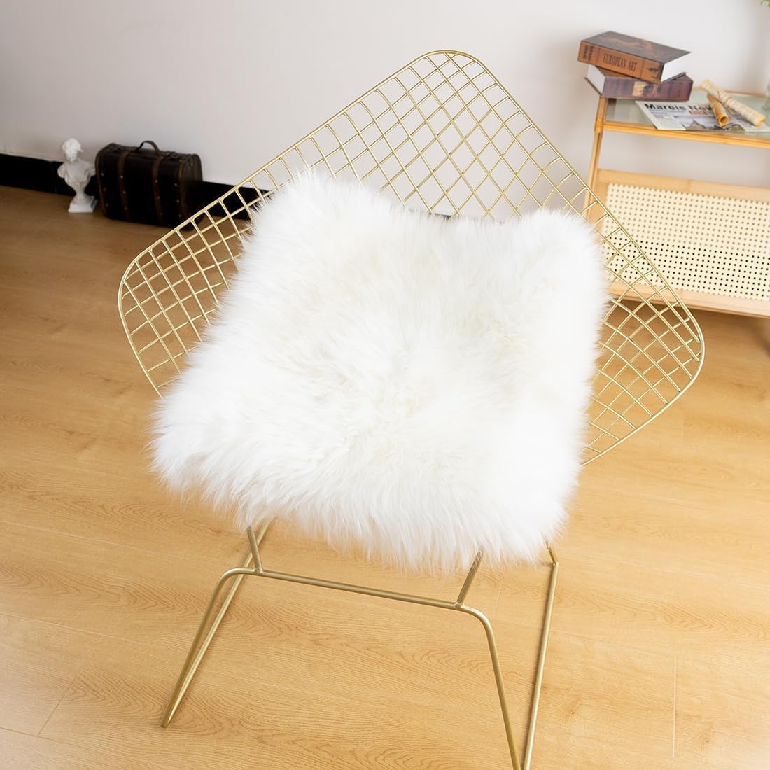 Amazon.co.jp: ムートン 椅子 クッション 55×55cm ライトベージュ 100