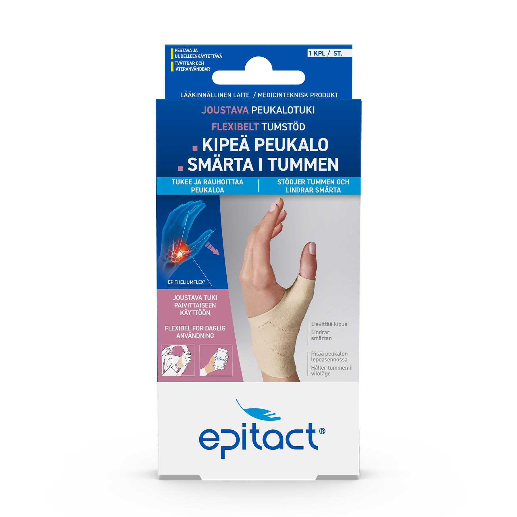 EPITACT | Elastyczna Orteza na Kciuk | Artroza Kciuka, Rhizarthrosis | Łagodzi Ból Stawów u Podstawy Kciuka | Swoboda Ruchu | Francuska Innowacja (M, prawo)