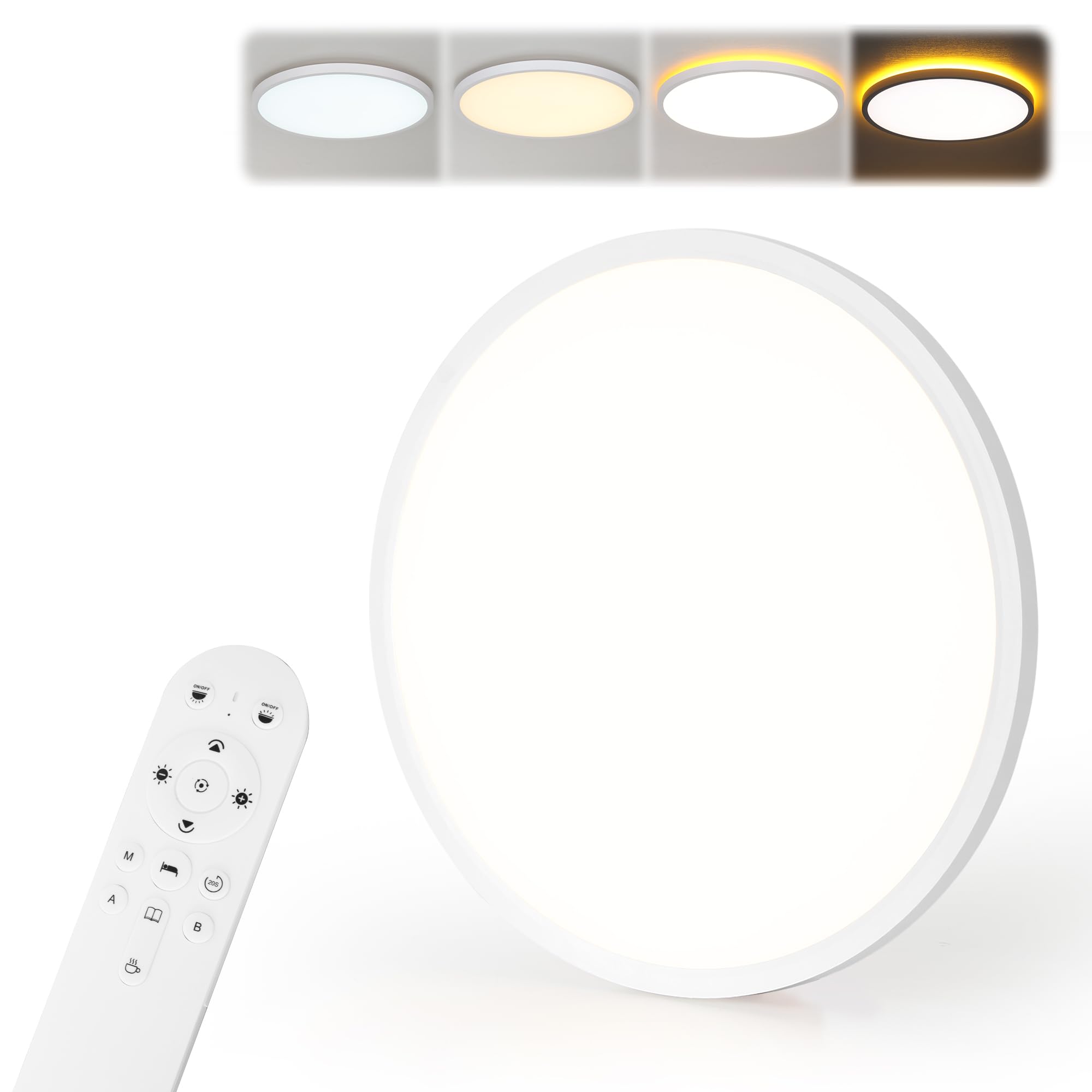 MoonYard Deckenlampe LED Deckenleuchte Rund Flach Ø60cm 60W 6500lm Dimmbar mit Fernbedienung für Schlafzimmer Kinderzimmer Wohnzimmer