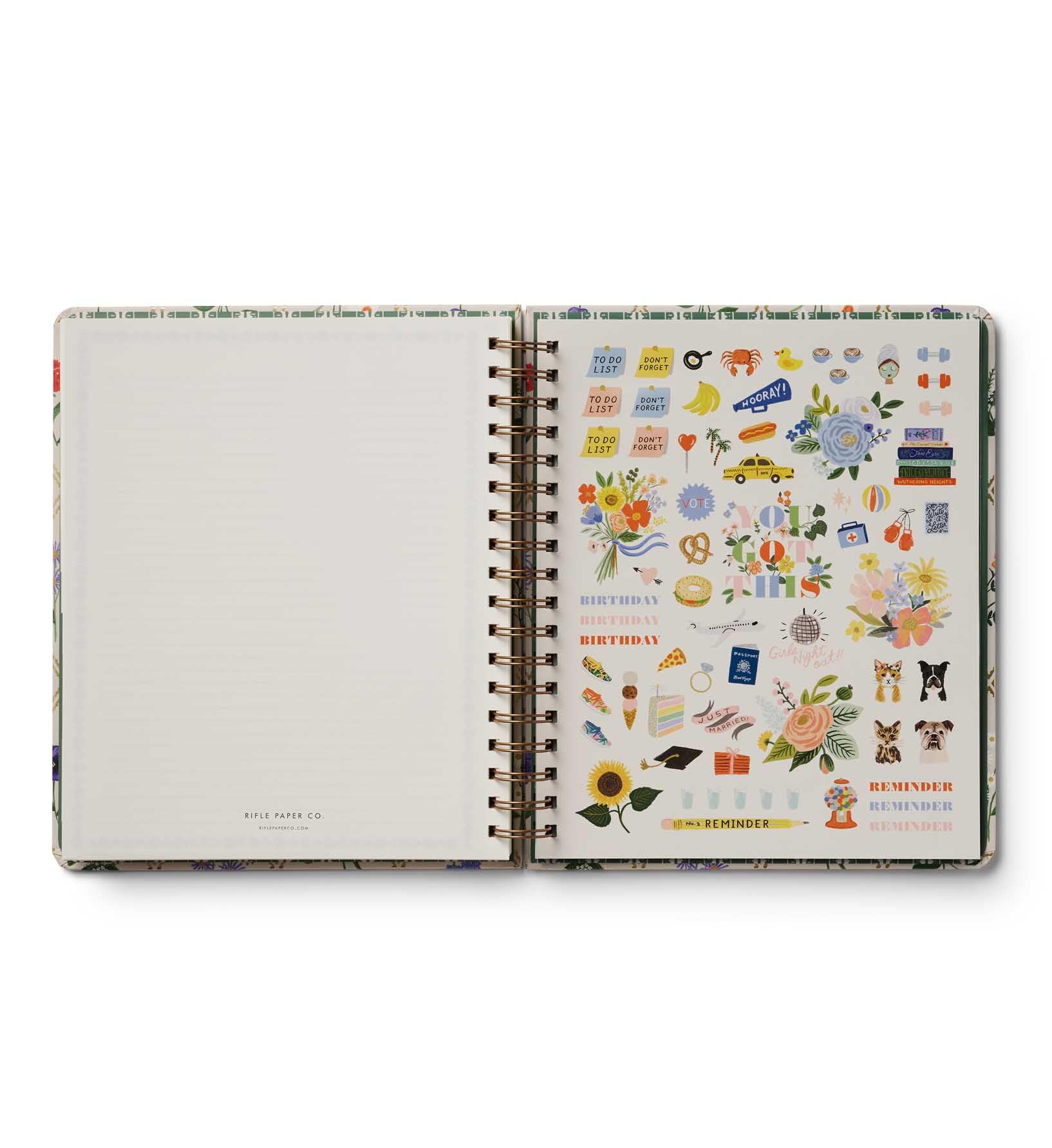 RIFLE PAPER CO. Agenda accademica 2027 con copertina rigida a spirale, 17 mesi, da agosto 2026 a dicembre 2027, 25,4 cm di lunghezza x 21,6 cm di larghezza, pagine settimanali e mensili, citazioni