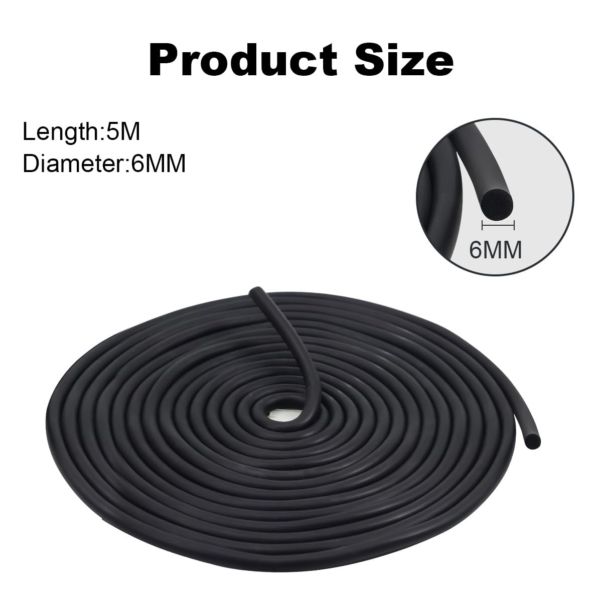 Storystore Backer Rod for Gaps and Joints 6mm x 5m Black Foam Rubber Caulk Saver for Weather Stripping Door Seal - Image 2