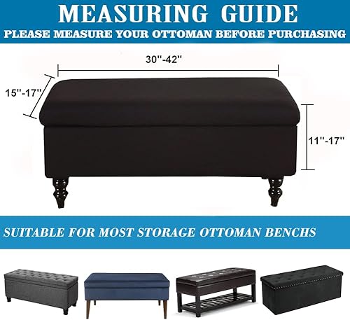 Miniatura 3 de ANWUCHEN Funda para Otomán Rectangular, Funda Elástica para Otomán de Almacenamiento - Fundas para Otomán de Jacquard Funda Rectangular - Funda