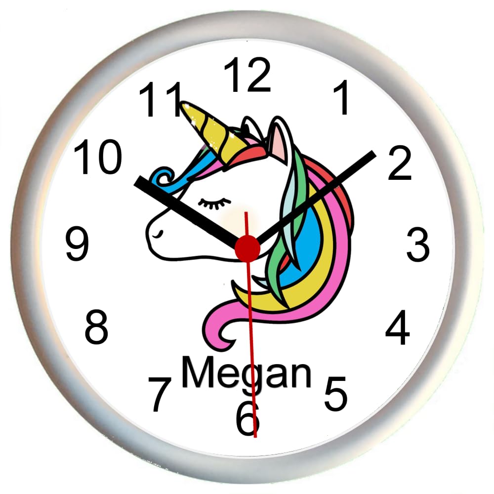 Personalised UNICORN Girls Bedroom Wall Clock