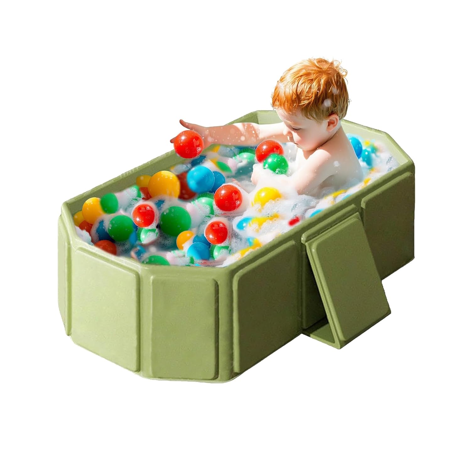 Multifunction Small Collapsible Bathtub for Bathing,Bath Tub with Drain Plug,Easy Storage for Small Spaces,5 Balls and 4 Ducks,Portable Bathroom Pool Gift,Cat Dog Wash Shower Basin
