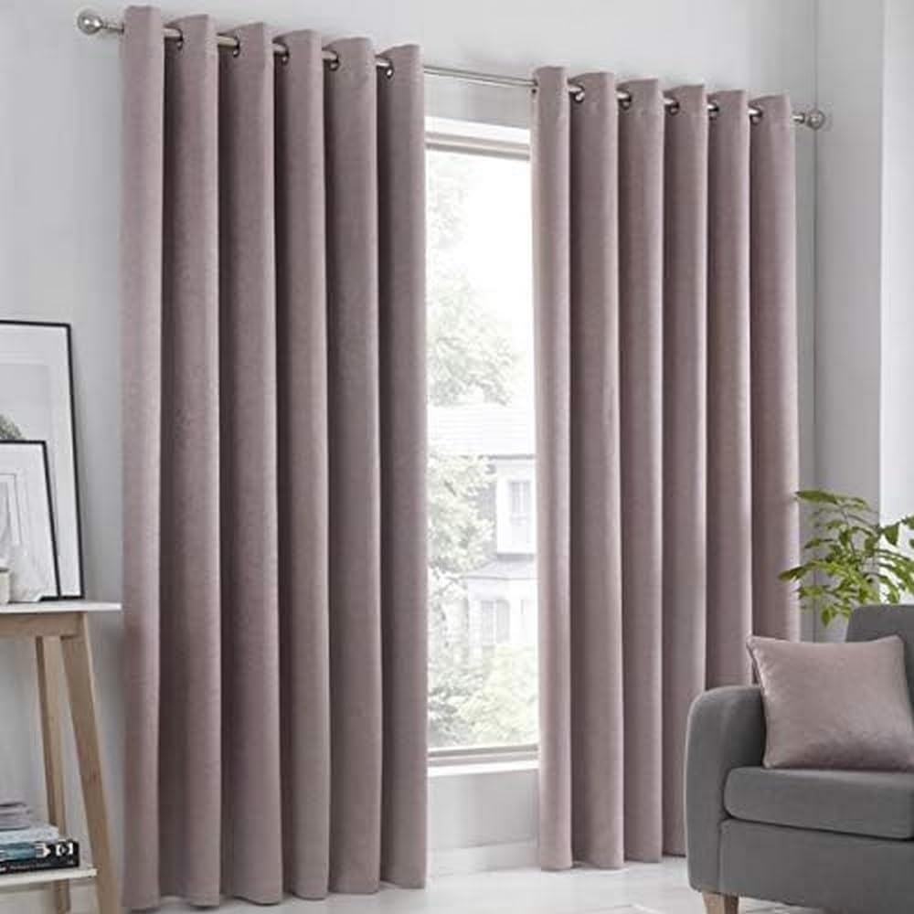 Julian Charles Pink Strata Dim Out Eyelet Curtains - W 168Cm (66") X L 229Cm (90")