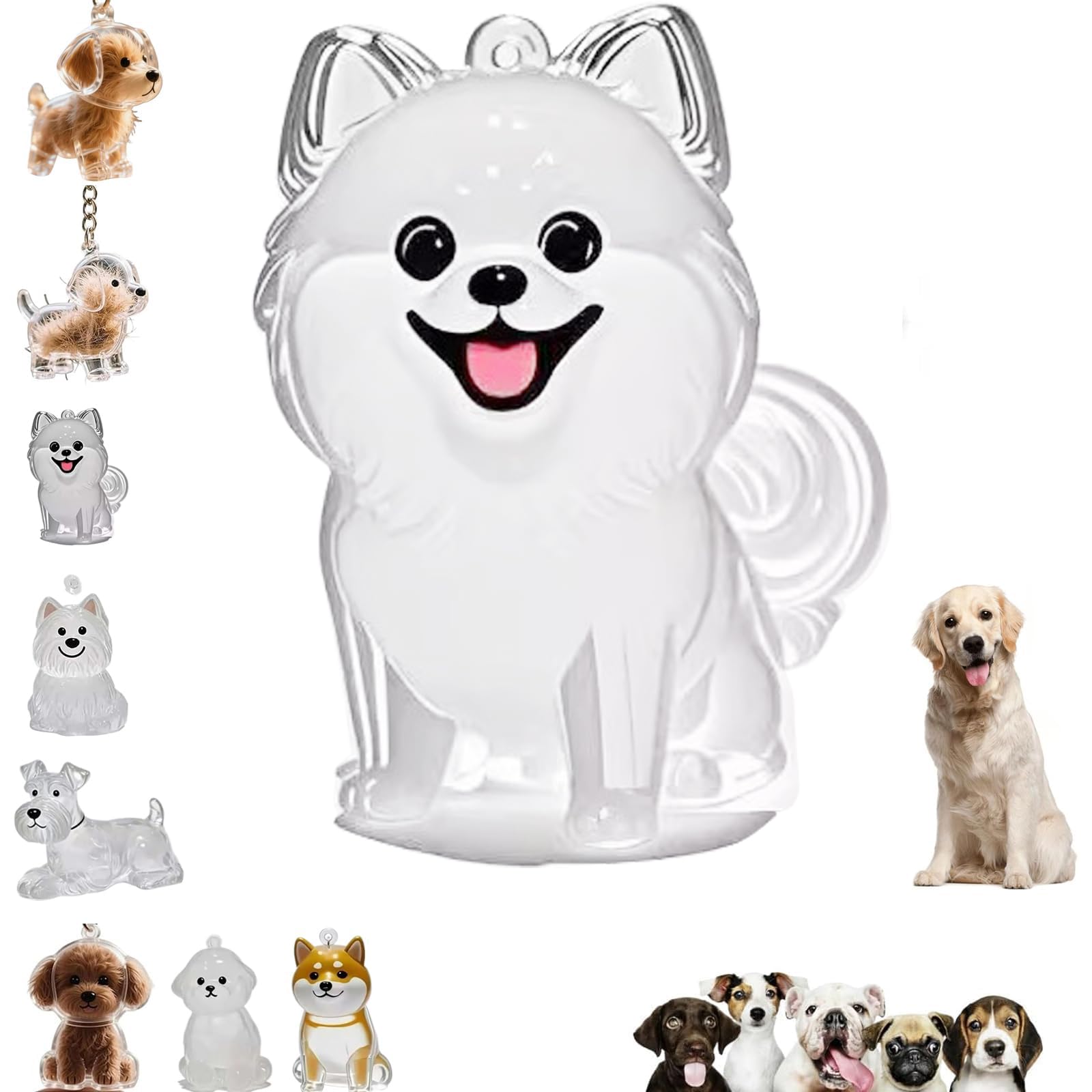 Dog Hair Collector Keychain Charm Memorial Storage Box,Pet Hairs Keychain,Pet Fur Keepsake Capsule Pendant, Pomeranian, Large — image 1