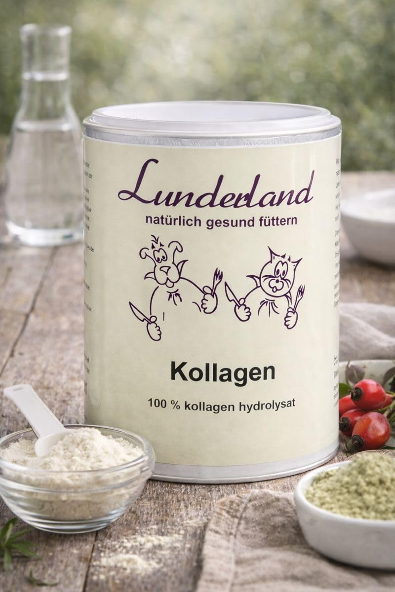 Lunderland Kollagen | 600 g | Einzelfuttermittel für Hunde & Katzen | 100% Kollagen Hydrolysat