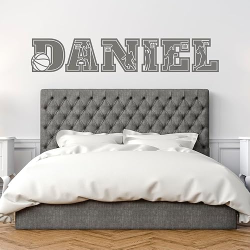 Miniatura 5 de Calcomanía de vinilo con nombre personalizado de baloncesto para niños, letras de bola B personalizadas, decoración de dormitorio para niños
