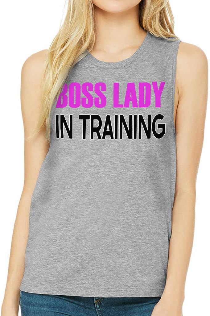 Boss Lady in Training Women's Muscle Tank - Funny Tank Top - Graphic Workout Tank