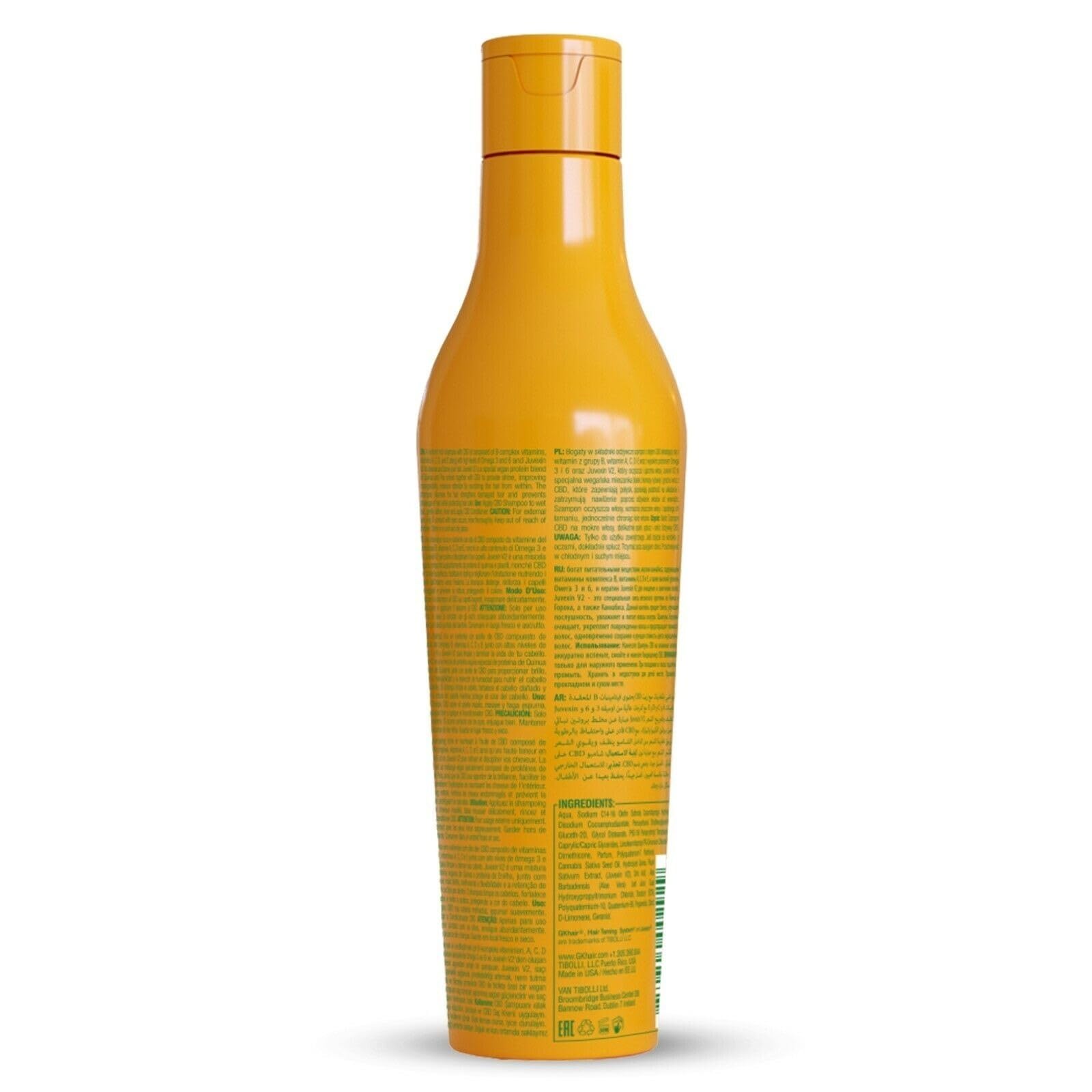 GK HAIR Global Keratin Hemp Shampoo (240ml / 8.11 FL Oz) Idratante, rinforzante, colore trattato, riparazione danneggiata, nutriente e lucentezza infusa con solfato organico vegano senza parabeni