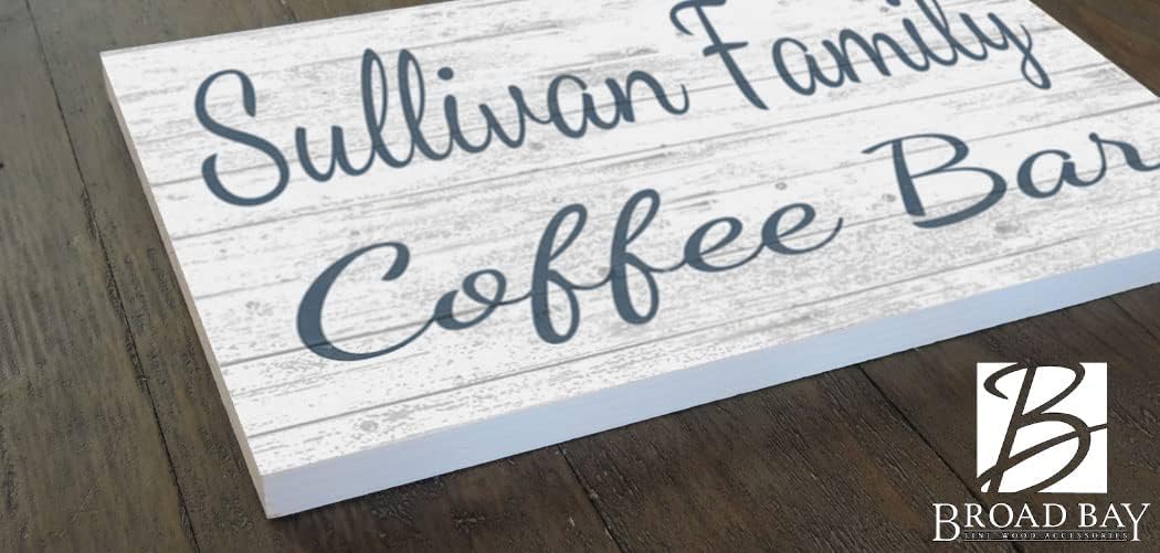 Broad Bay CUSTOM Coffee Sign for Coffee Bar or Kitchen Decoration - SOLID WOOD - 16in x 10.5in - for Home, Office, Housewarming Gift Idea (Coffee Bar)