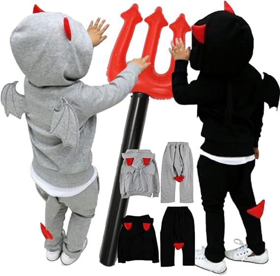 Amazon Miwoluna ハロウィン コスプレ 子供 デビル 悪魔 仮装 衣装 可愛い 男の子 女の子 キッズ 上下セット 90 100 110 1 130 キッズコスチューム おもちゃ