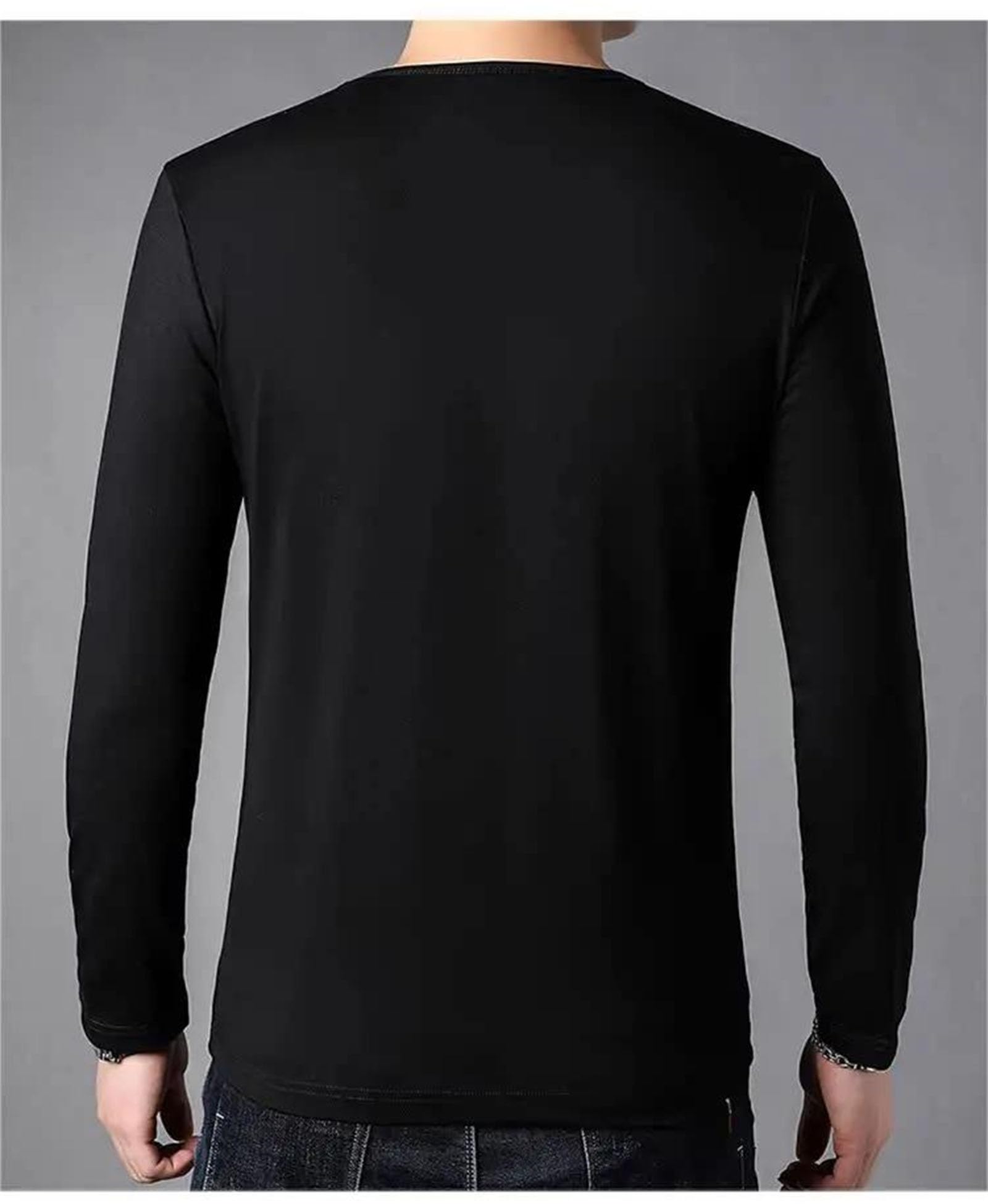 Camiseta de algodón de manga larga para hombre, casual, holgada, cuello redondo, estilo urbano, cómoda, para uso diario