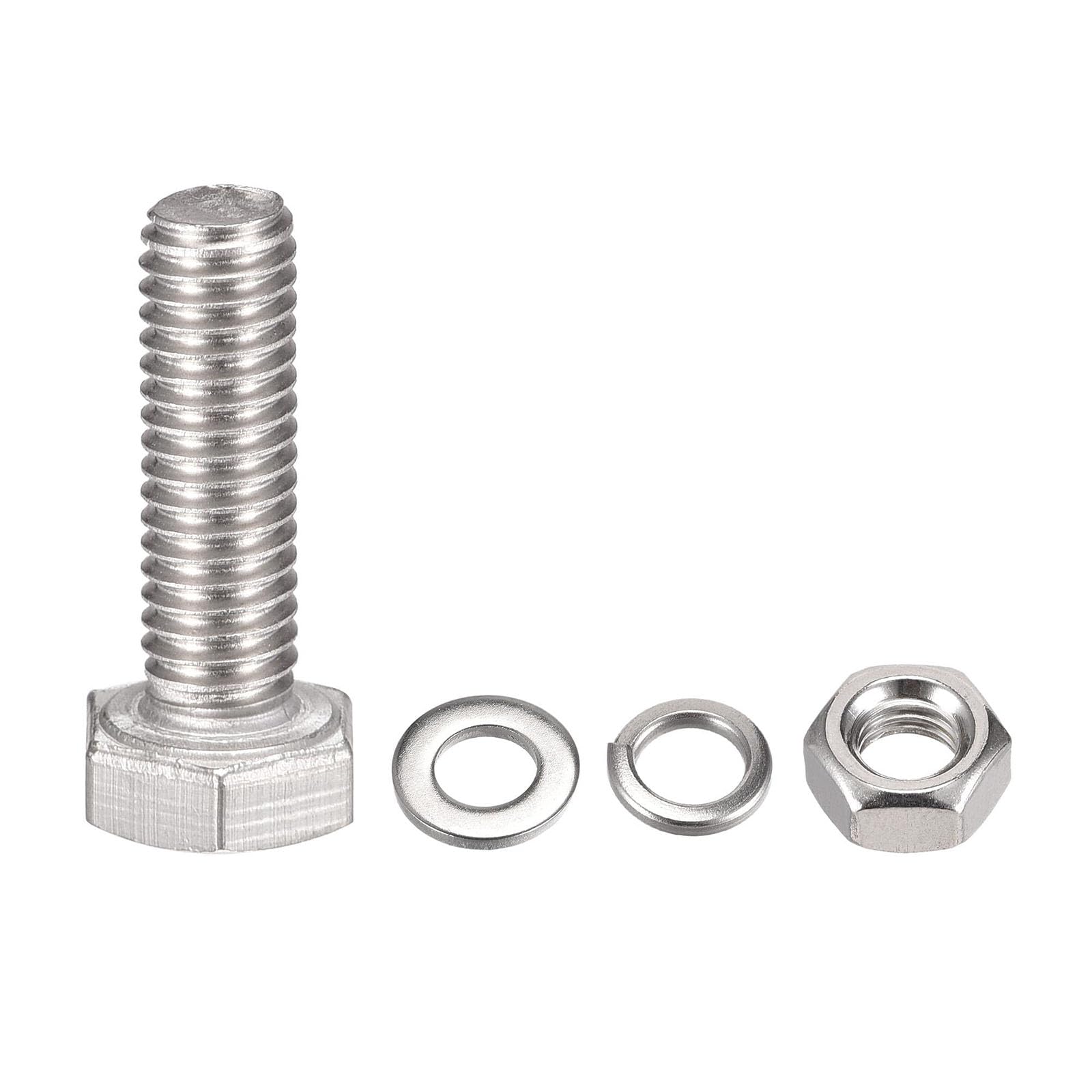 TOP-VIGOR 10Pcs M6 x 20mm Hex Head Screws Bolts, Nuts, Flat & Lock Washers Kits - Image 3