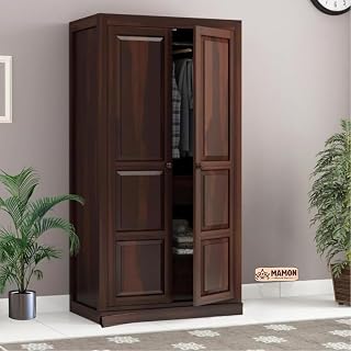 MAMON WOOD DECOR Sheesham Wood Wardrobe with 3 Drawer and 4 Shelves Storage for Bedroom Wooden Almirah for Clothes for Liv... Price In India
