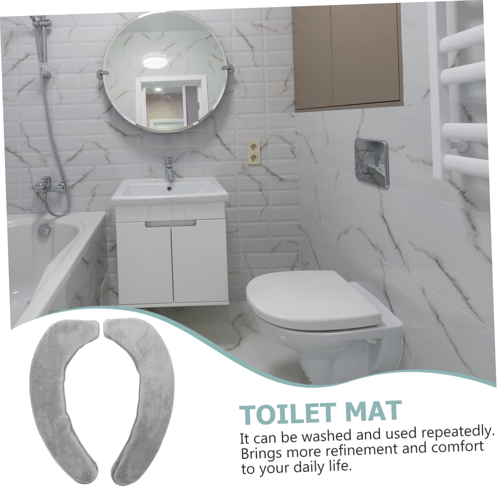 Amosfun 2 Pairs Toilet Mat Thicken Toilet Cushion Water-Proof Toilet Cushion Adhesive Toilet Seats Cushion Thicken Toilet Pad Washable Toilet Pad Toilet Cover Cushion Universal Toilet Pad