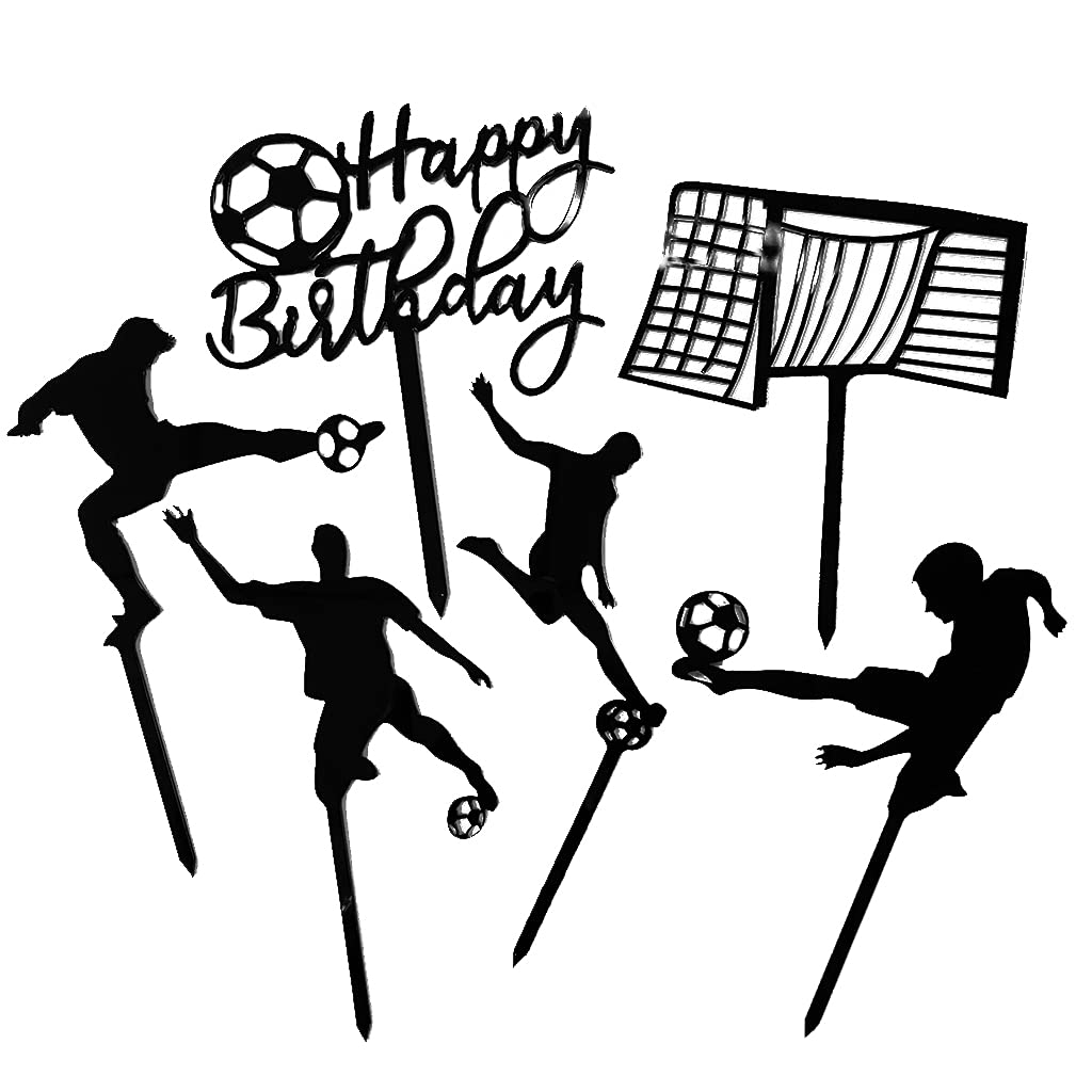 Daimay 2 Sets Acrylic Football Happy Birthday Cake Topper Football Scene Themed Cupcake Topper Sport Birthday Cake Picks Football Star Party Decorations Supplies for Man Boys Father