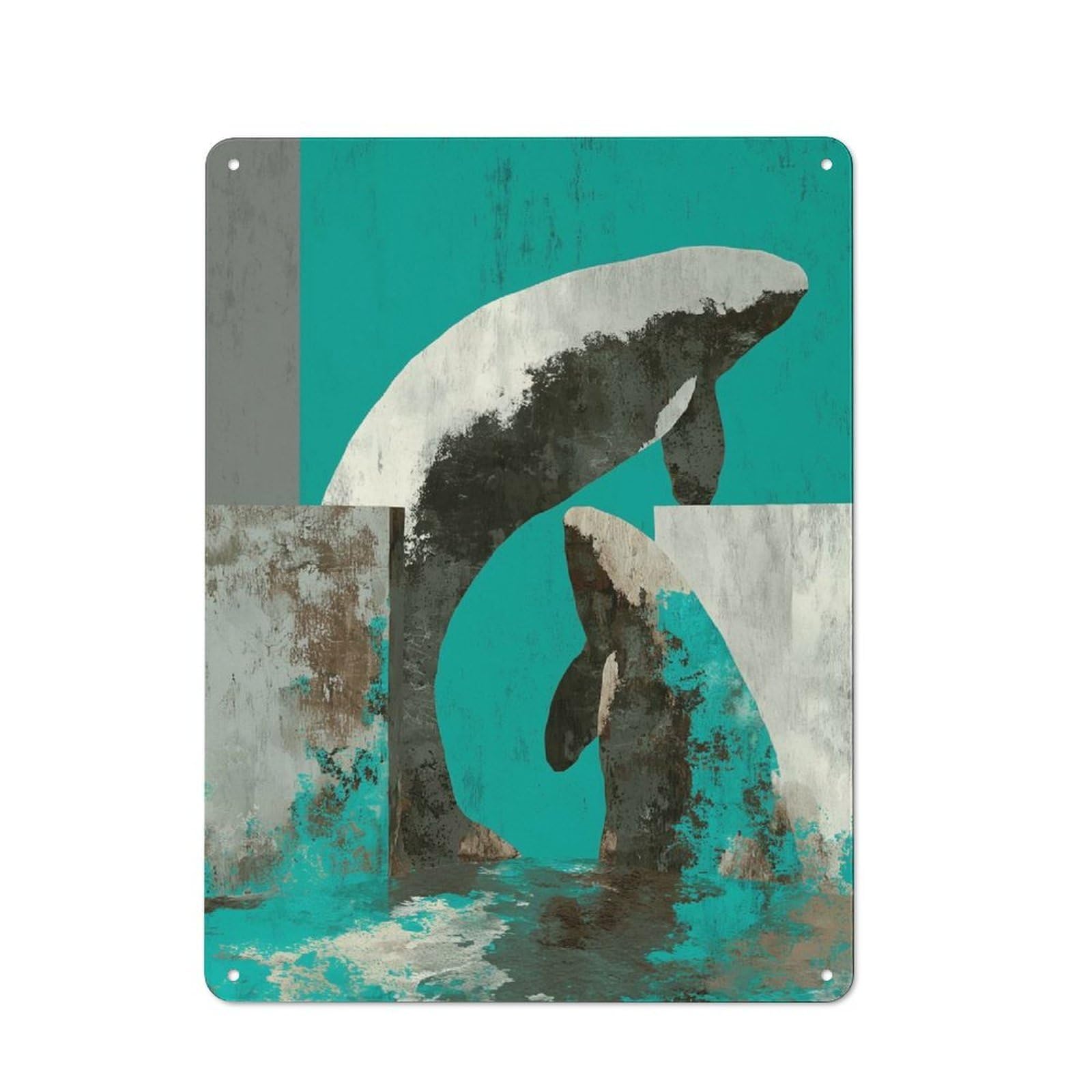 Junmoney Whale Motion For Hobby Room Or Studio, Rustic Metal Sign 40X30cm, For Creative Interior Collectors Refreshing A Room In Autumn