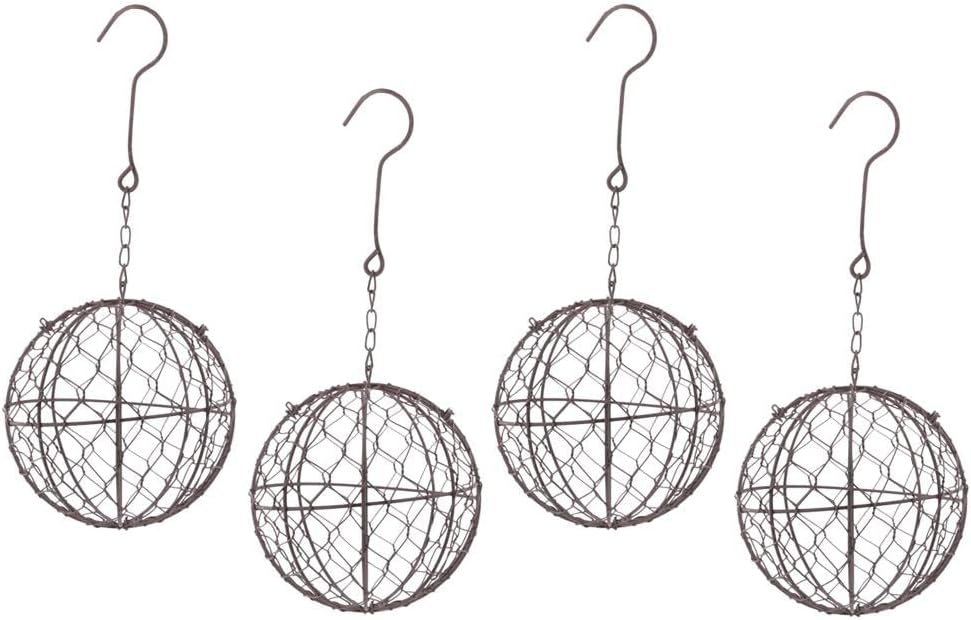 homozy 4Pcs Rustic Ball Metal Cactus Planter Wire Wreath Frame Succulent Pot Hanging Wall Air Plant Holder Garden Decor
