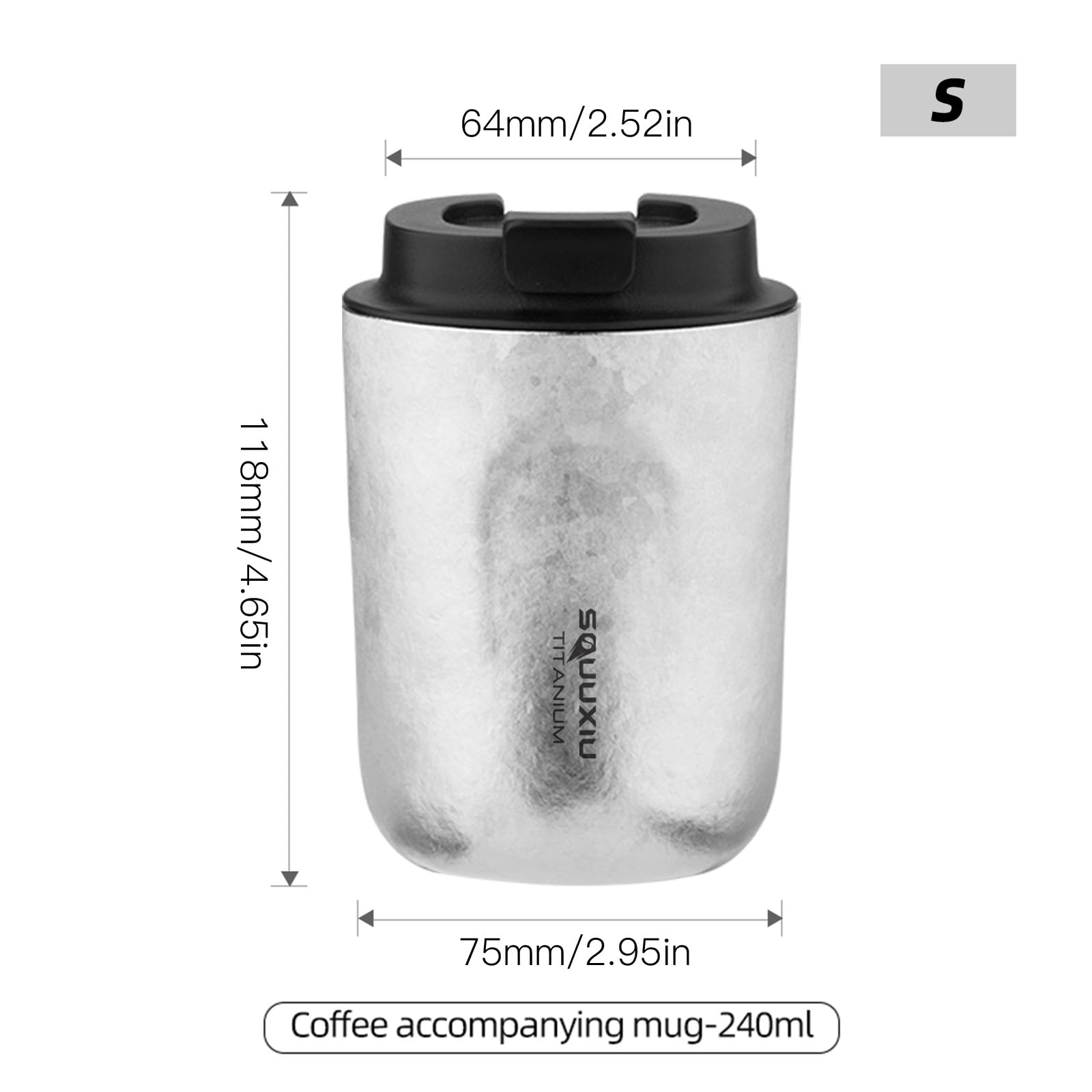 Reisebecher, isoliert für Heißes und Kaltes, tragbare Reisekaffeebecher aus reinem Titan, Ultraleicht, Gesundheitsauswahl, auslaufsicheres Design