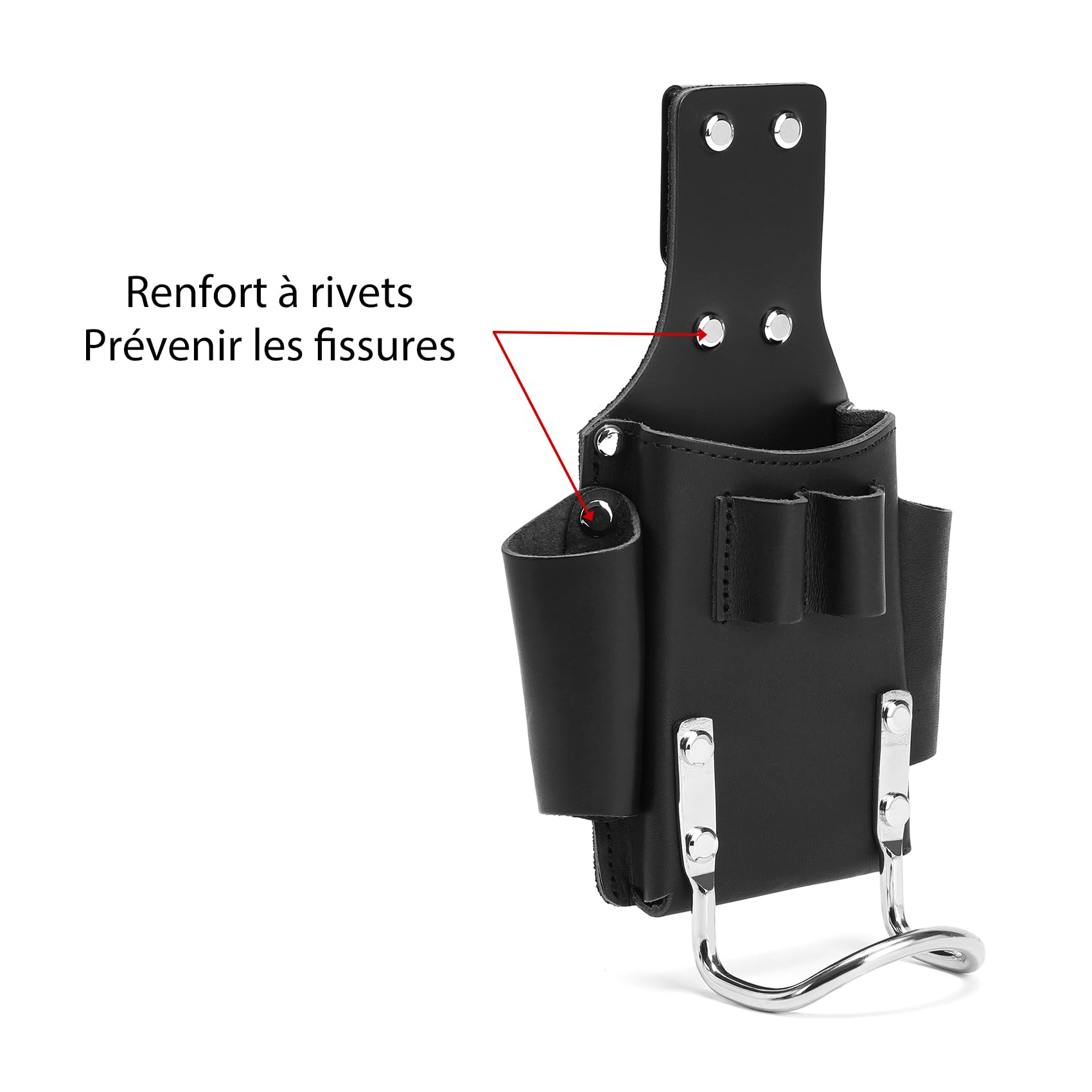Ceinture Porte-Outils, Pochette pour Ceinture, Sac à Outils en Cuir véritable, Porte-Marteau pour charpentiers, couvreurs, Artisans (Noir)