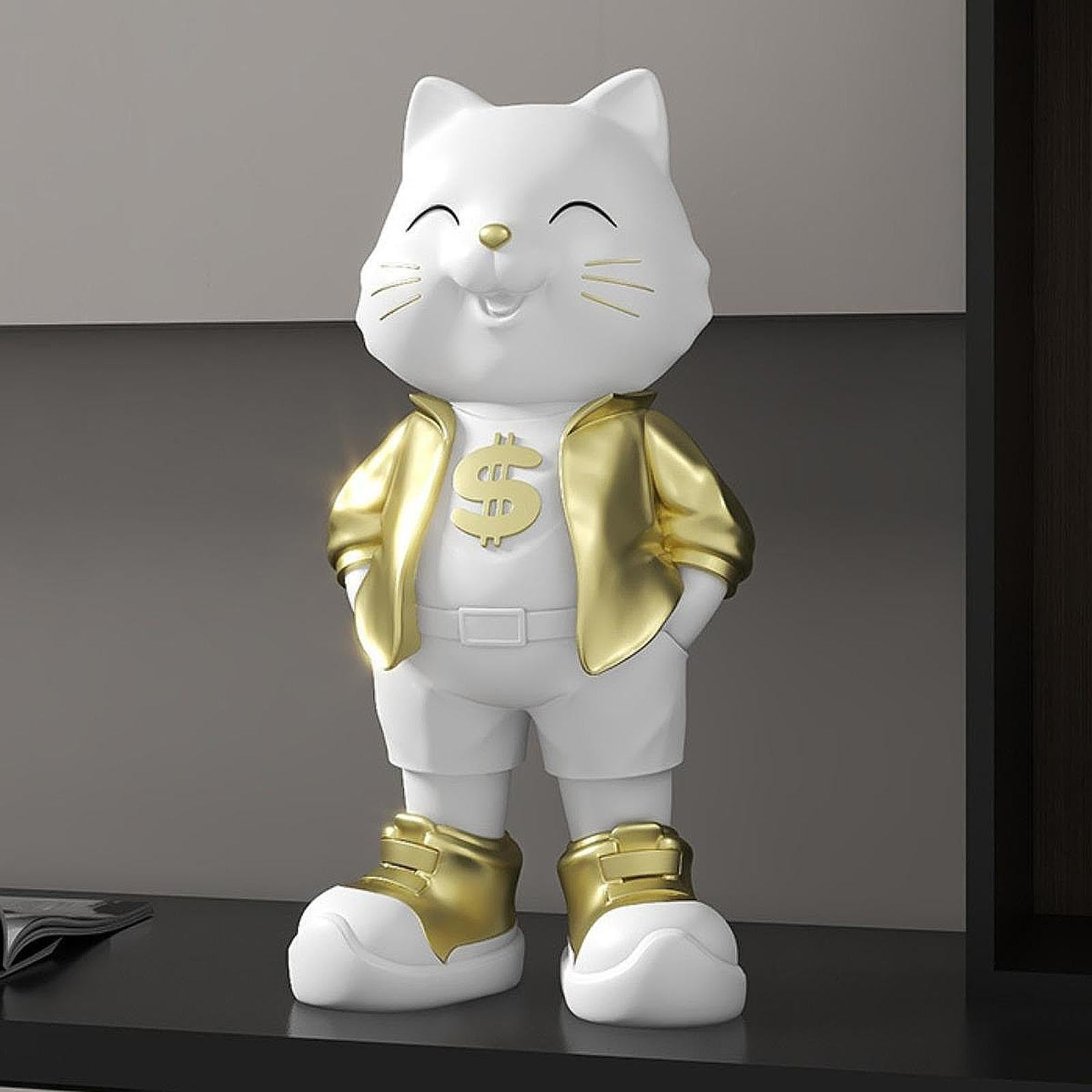 AMSLSIU Simpatica statua di gatto per la decorazione della tavola che aggiunge fascino all'ornamento da tavolo della scrivania, adotta semplicità e può essere utilizzata come scrivania