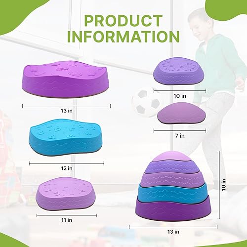 Miniatura 2 de 5 piezas de piedras para niños de hasta 250 libras, piedras de equilibrio para coordinación de carreras de obstáculos para niños pequeños de 3 años