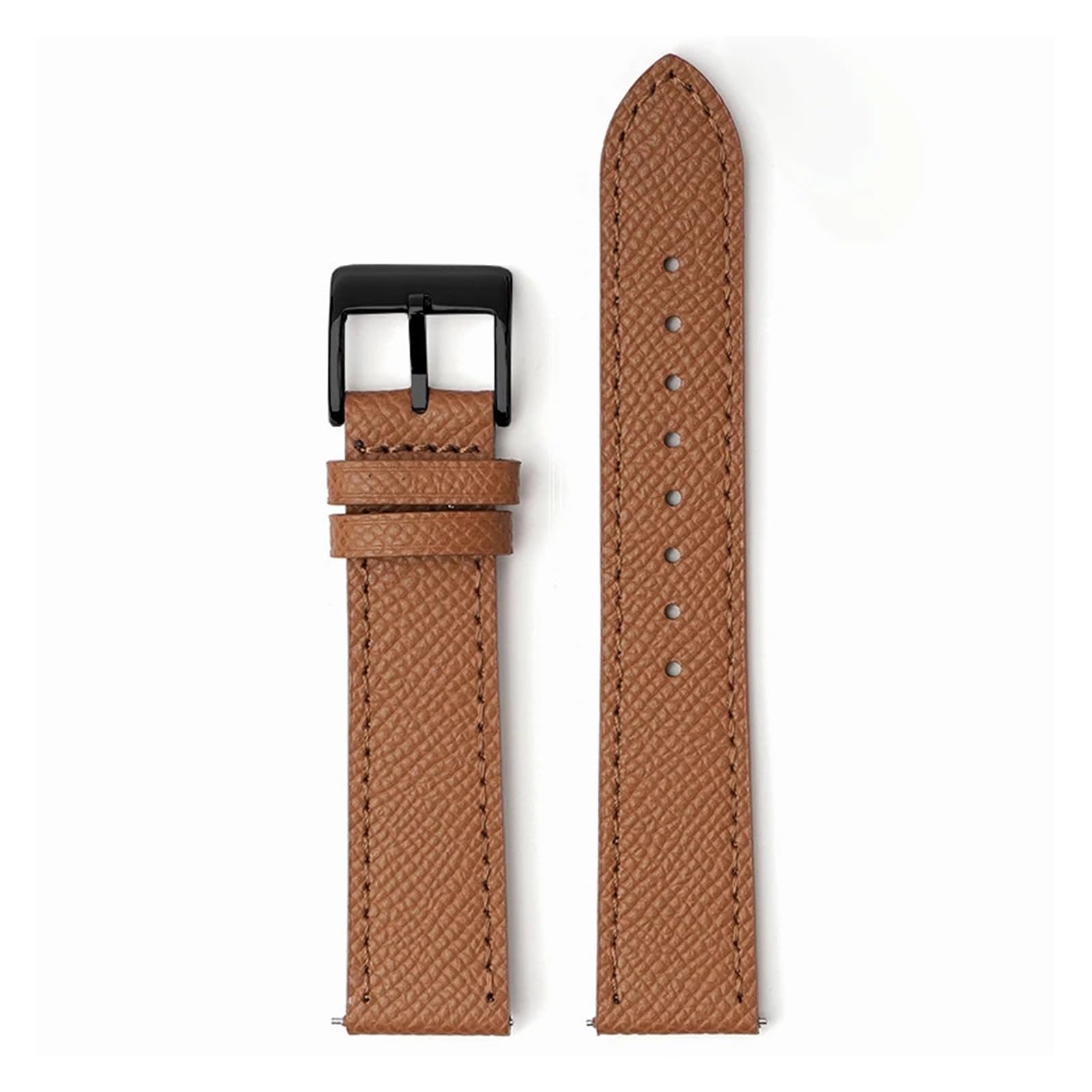 Uhrenarmband， Uhrenarmband aus Kalbsleder mit Schnellverschluss, handgefertigt, Palmenmuster, Armband(Brown bn line,20mm)