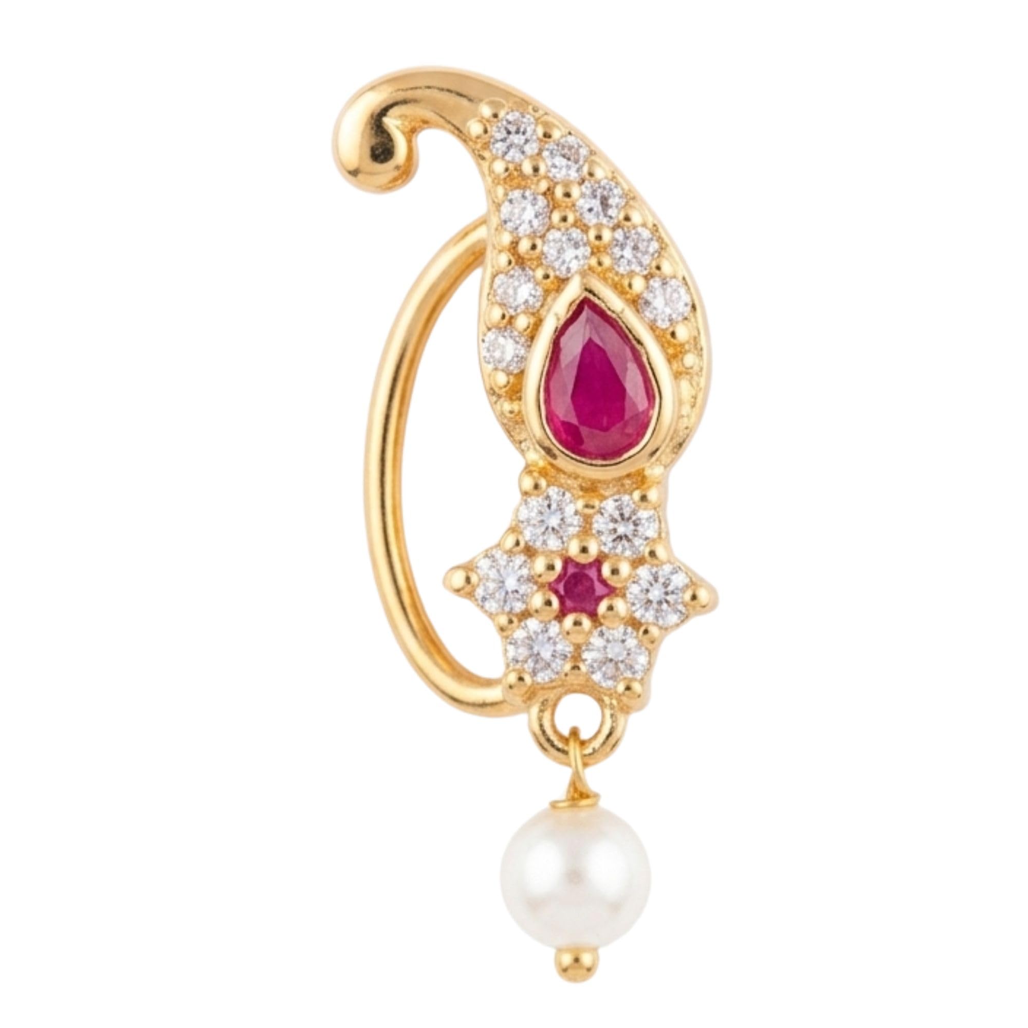 Traditional Gold-Plated Paisley Design Press Nath for Women-picture-50