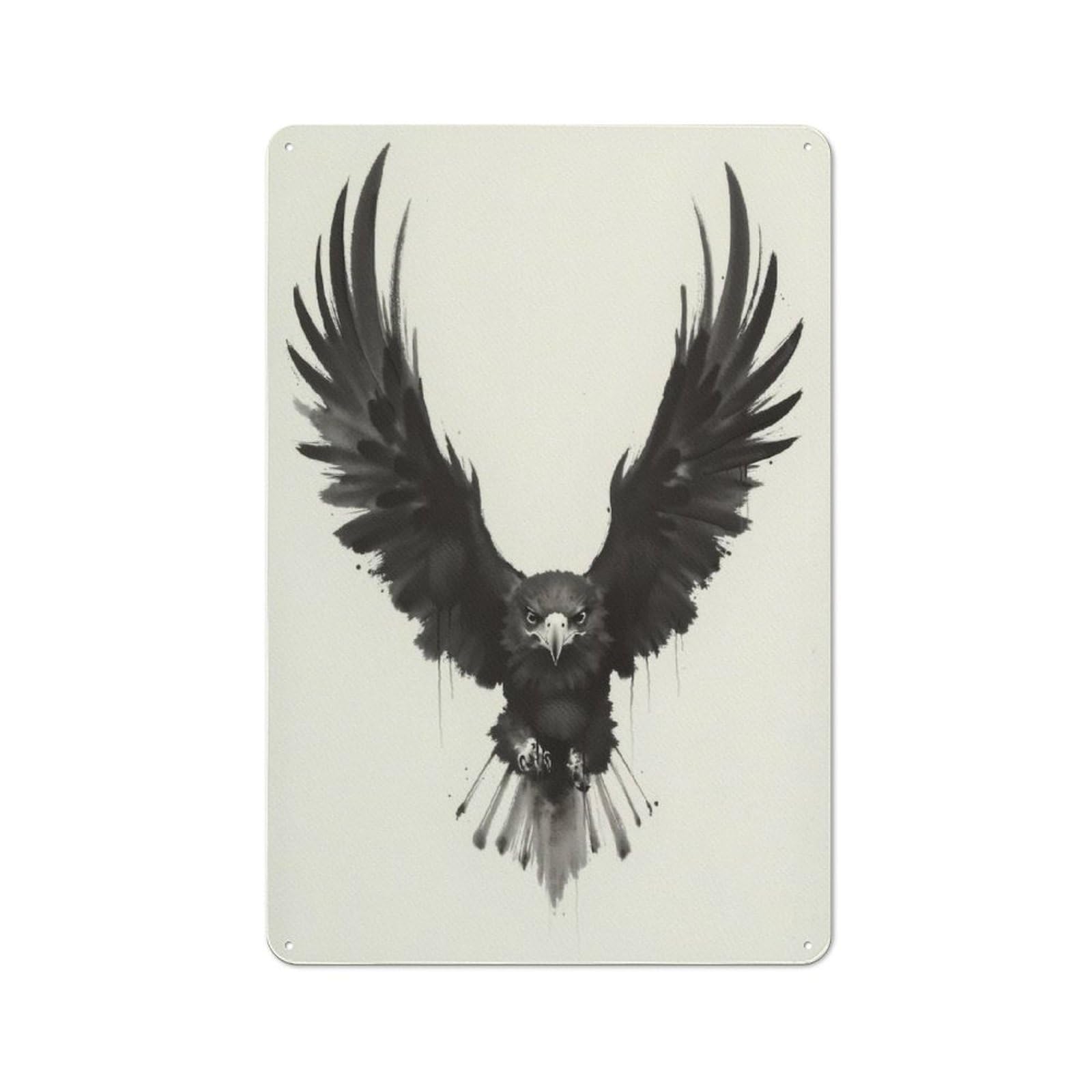 Junmoney Black And White Eagle Vintage Tin Sign 30X20cm For Garden Room Or Summerhouse, A Housewarming Gift For Outdoor-Room Decor Collectors