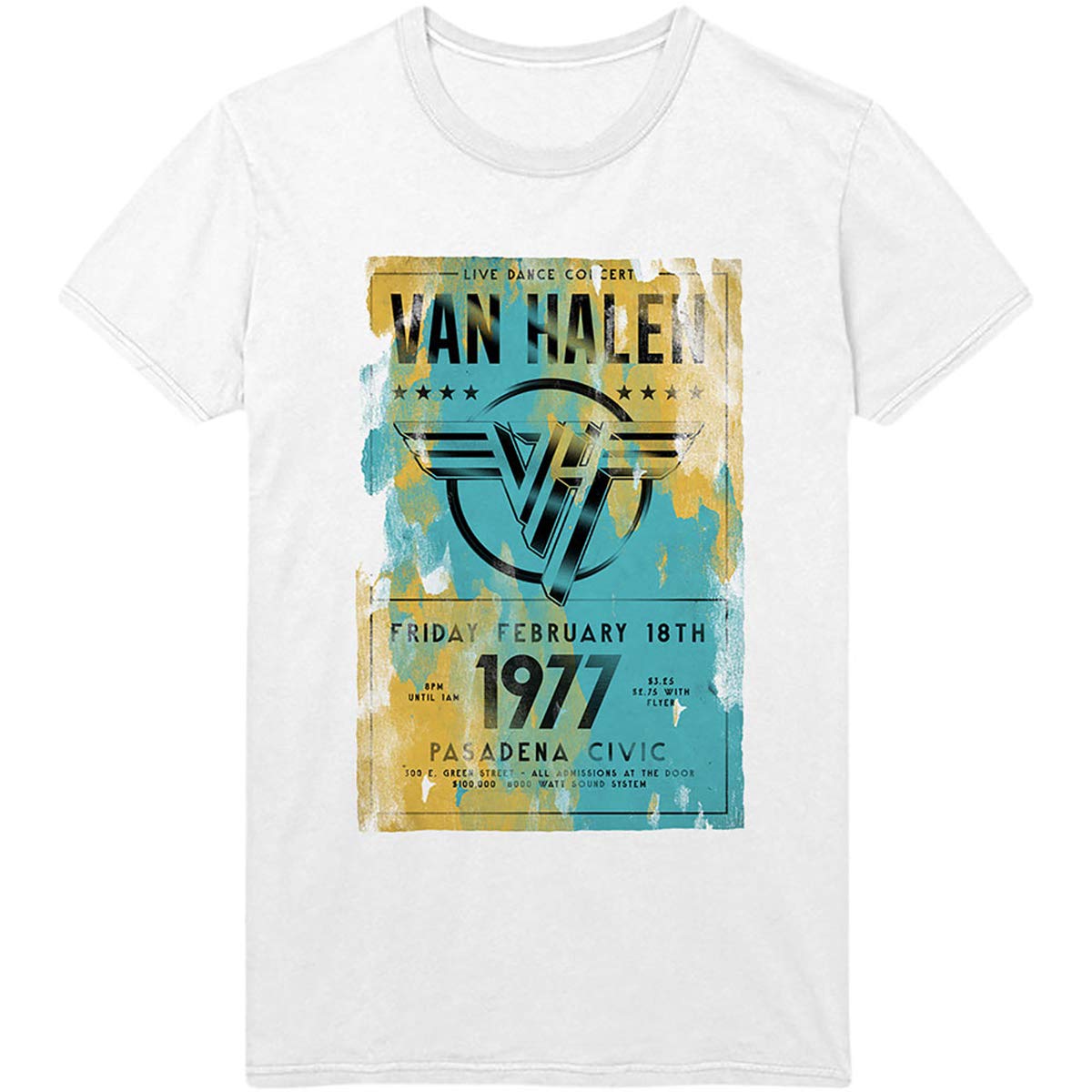 Van Halen Pasadena '77 Official Tee T-Shirt Mens Unisex (Medium) White