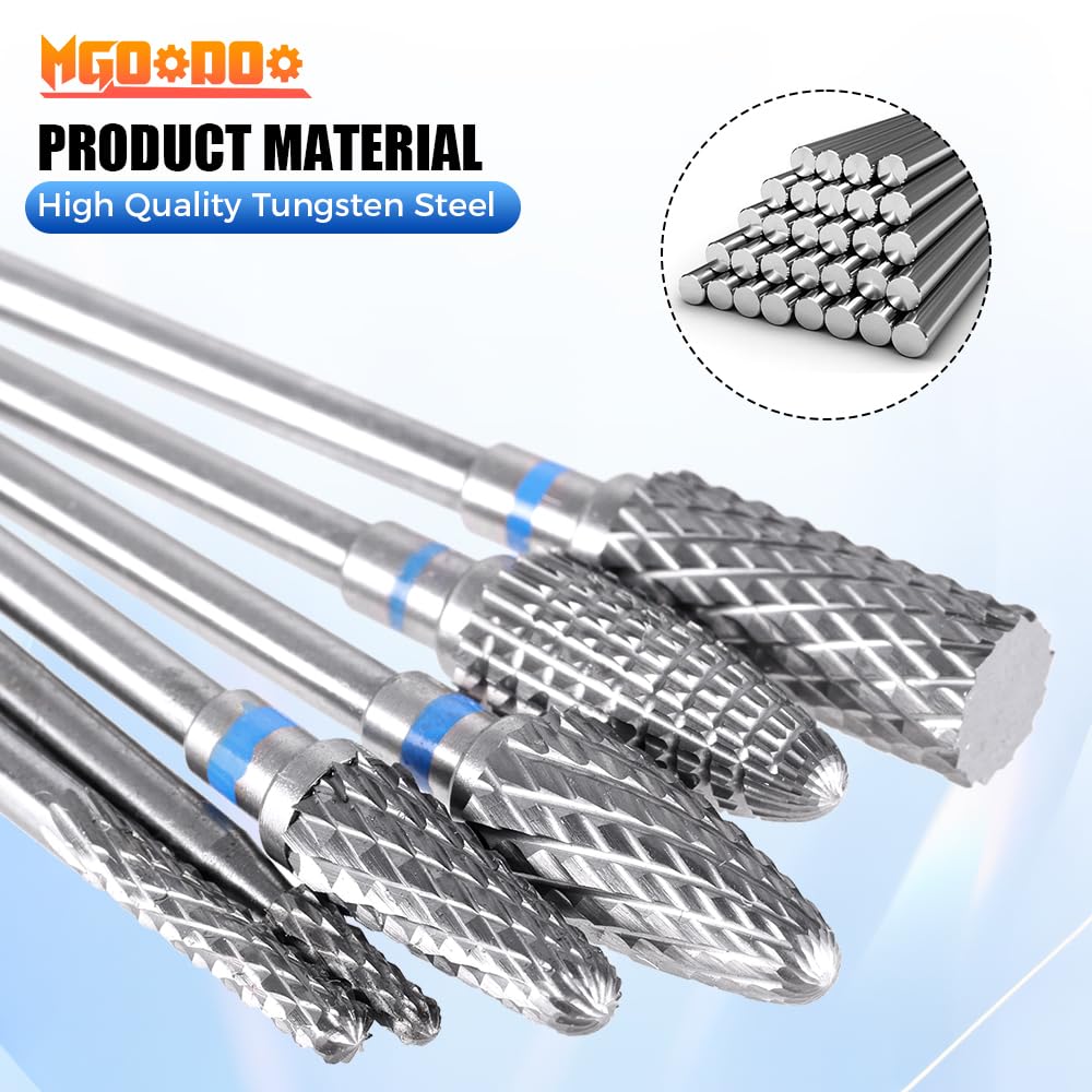 Mgoodoo 6PCS Nail Drill Bits, 3/32'' Efile Nail Drill Bits, Professional Tungsten Steel Electric Nail File Bits - Image 2