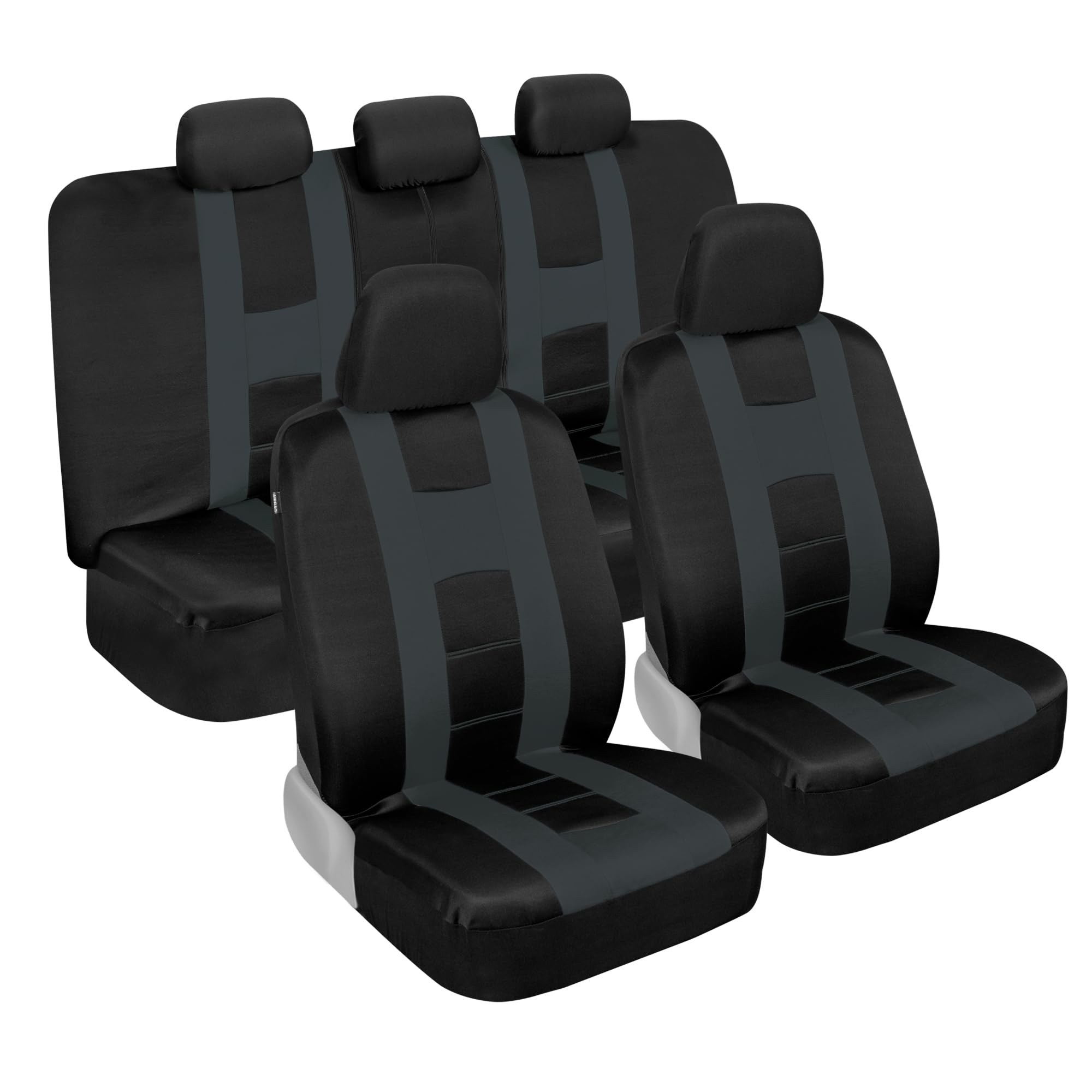BDK carXS Charcoal Gray Two-Tone Car Seat Covers with Matching Back Seat Cover, Made to Fit Most Auto Truck Van SUV, Interior Car Accessories Full Set